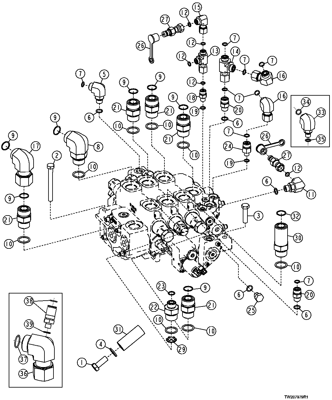 GRAPPLE CONTROL VALVE FITTINGS (PILOT) (SF) (S.N. 596700- )