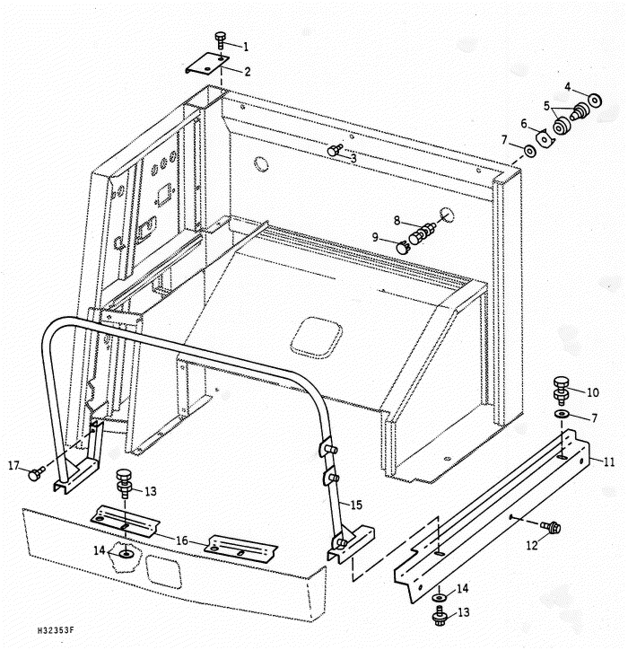 OPERATOR'S PLATFORM HANDRAIL AND MOUNTING (EXPORT)