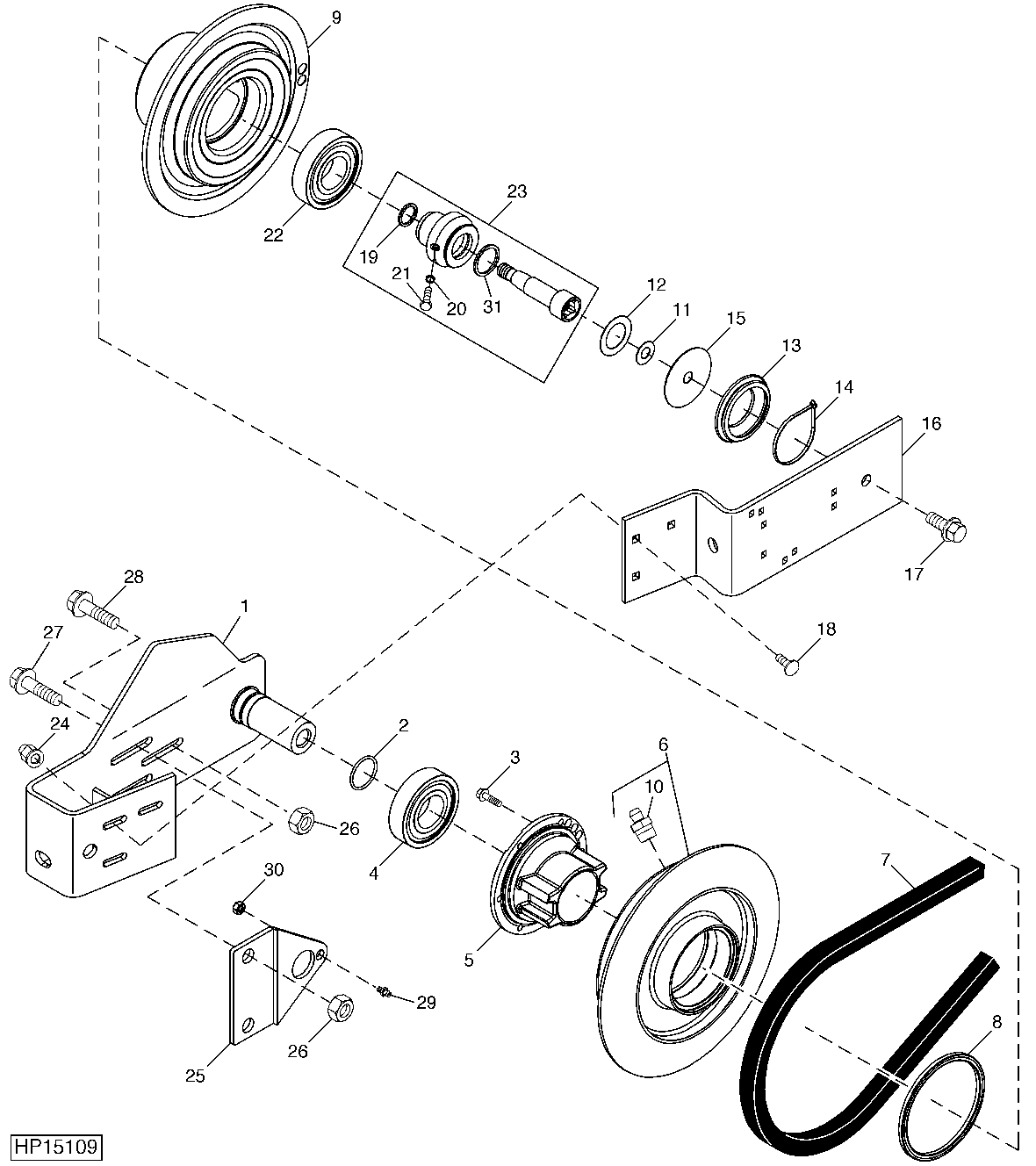 Variable Drive Upper Countershaft, Sheaves and Supports (715601 - )