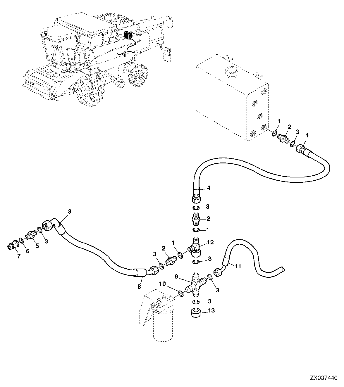 HYDRAULIC RETURN LINES, WITH CHAFF SPREADER