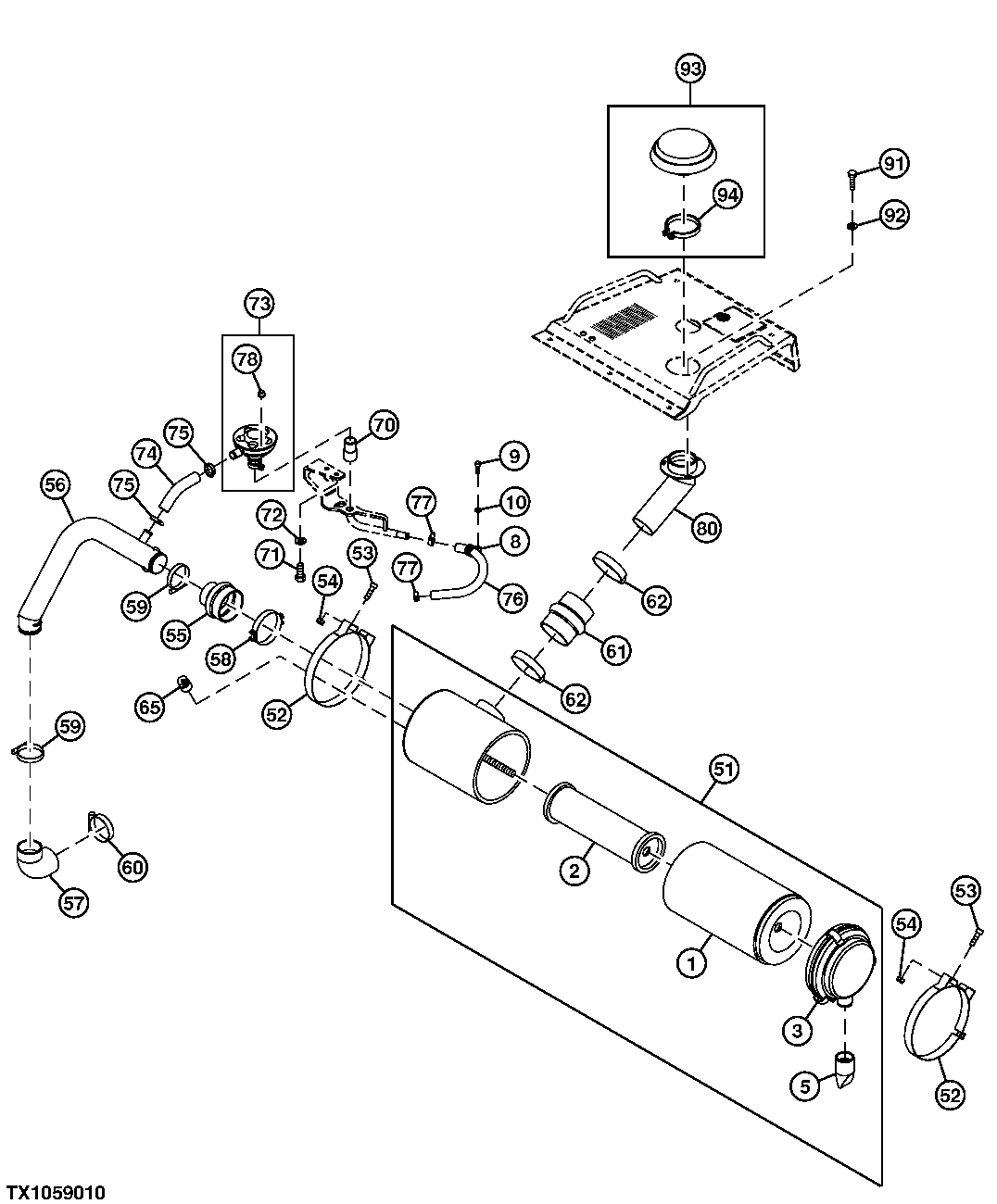 Air Cleaner Assembly, Air Cleaner Elements, Hoses and Pipe ( - 009357)