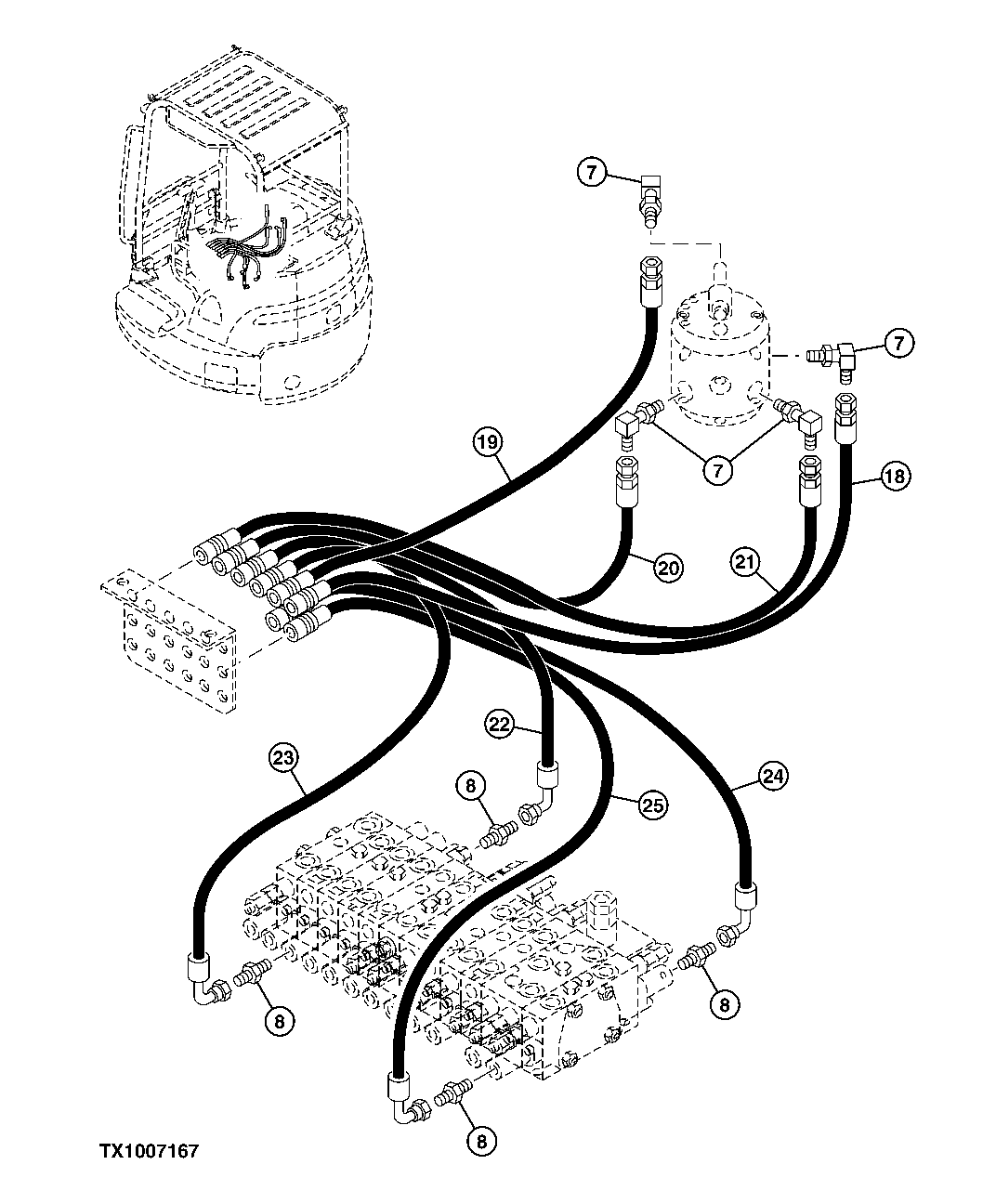 PILOT CONTROLLER PATTERN CONVERSION VALVE TO PILOT CONTROLLERS HOSES