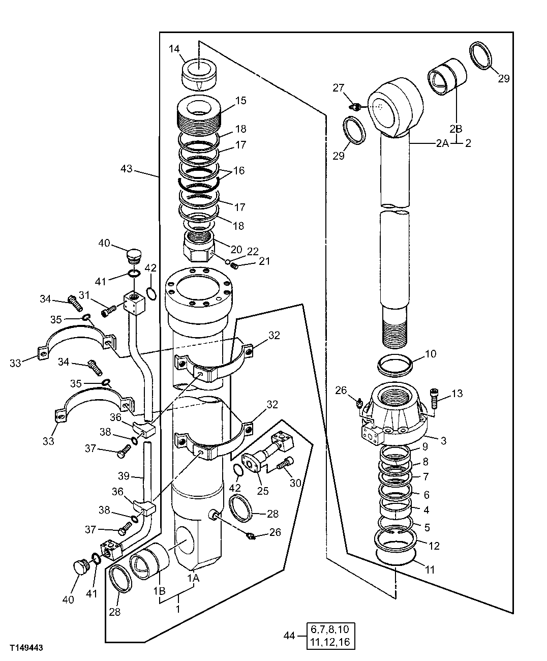 Hydraulic Bucket Cylinder, Standard Hd. Semi Long