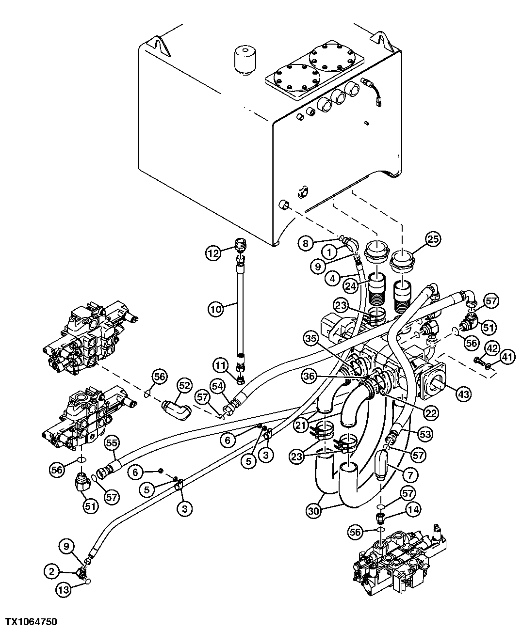 HYDRAULIC SYSTEM - DRAIN, SUCTION, PRESSURE LINES (TANK)