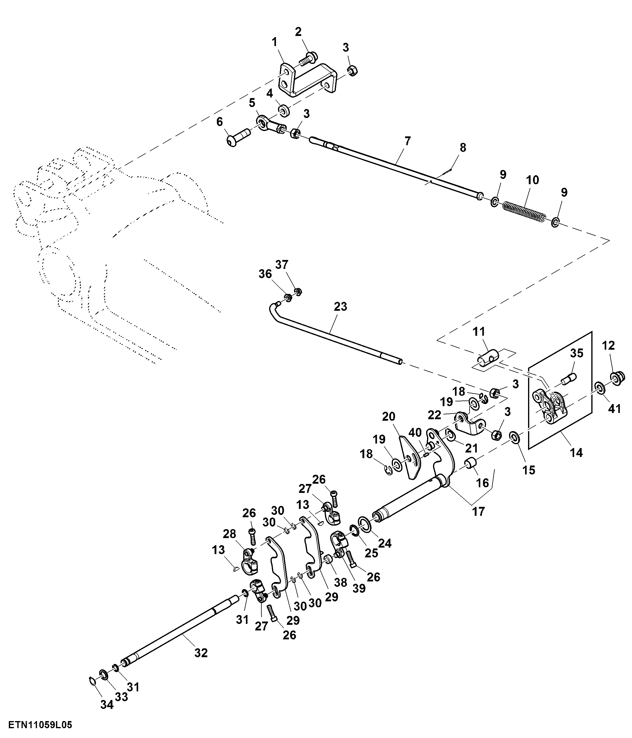 Rockshaft Control Linkage, W/O EQRL, W/ SCV