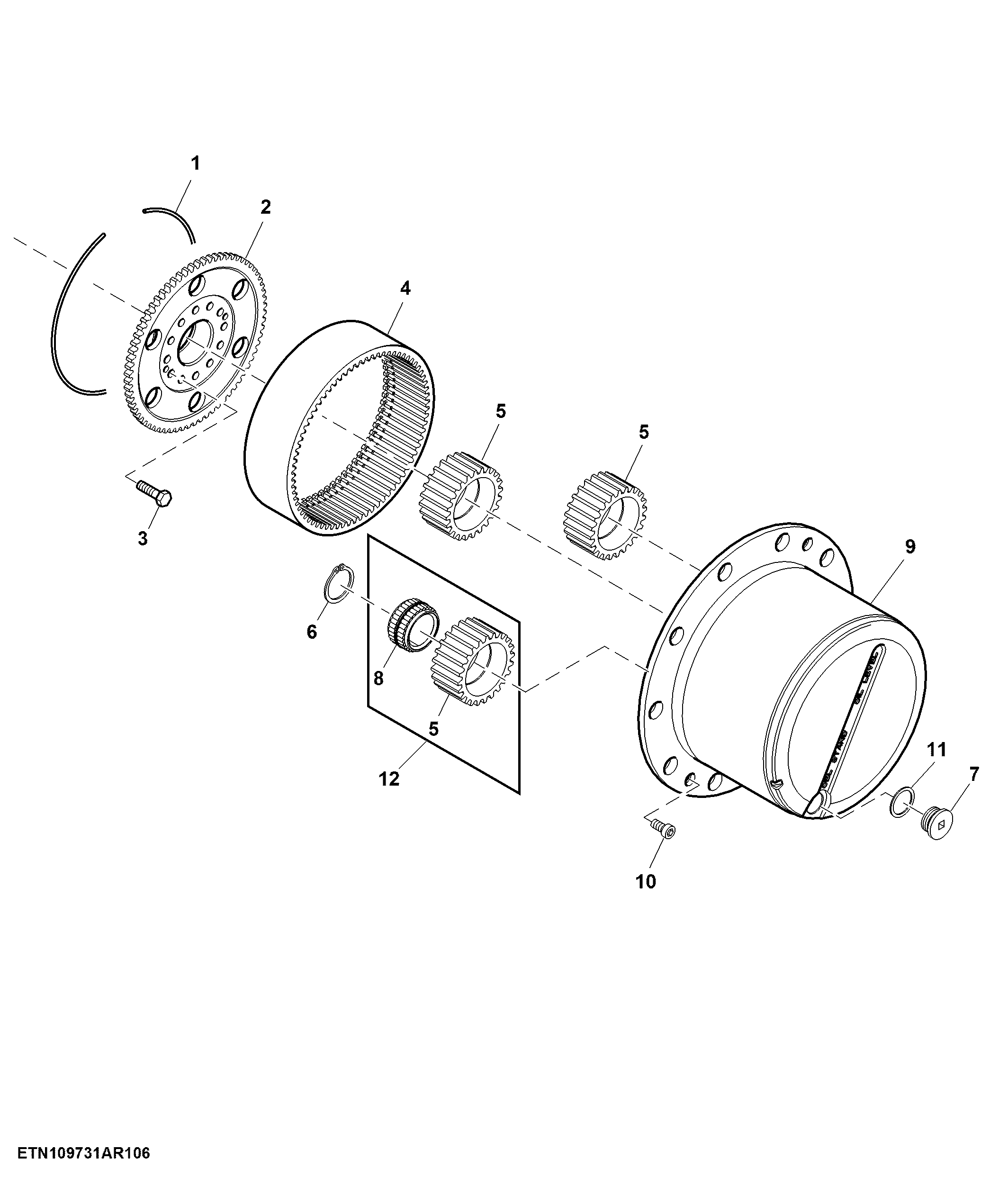 Planetary Drive MFWD-Axle, W/O Front Wheel Brake, 733