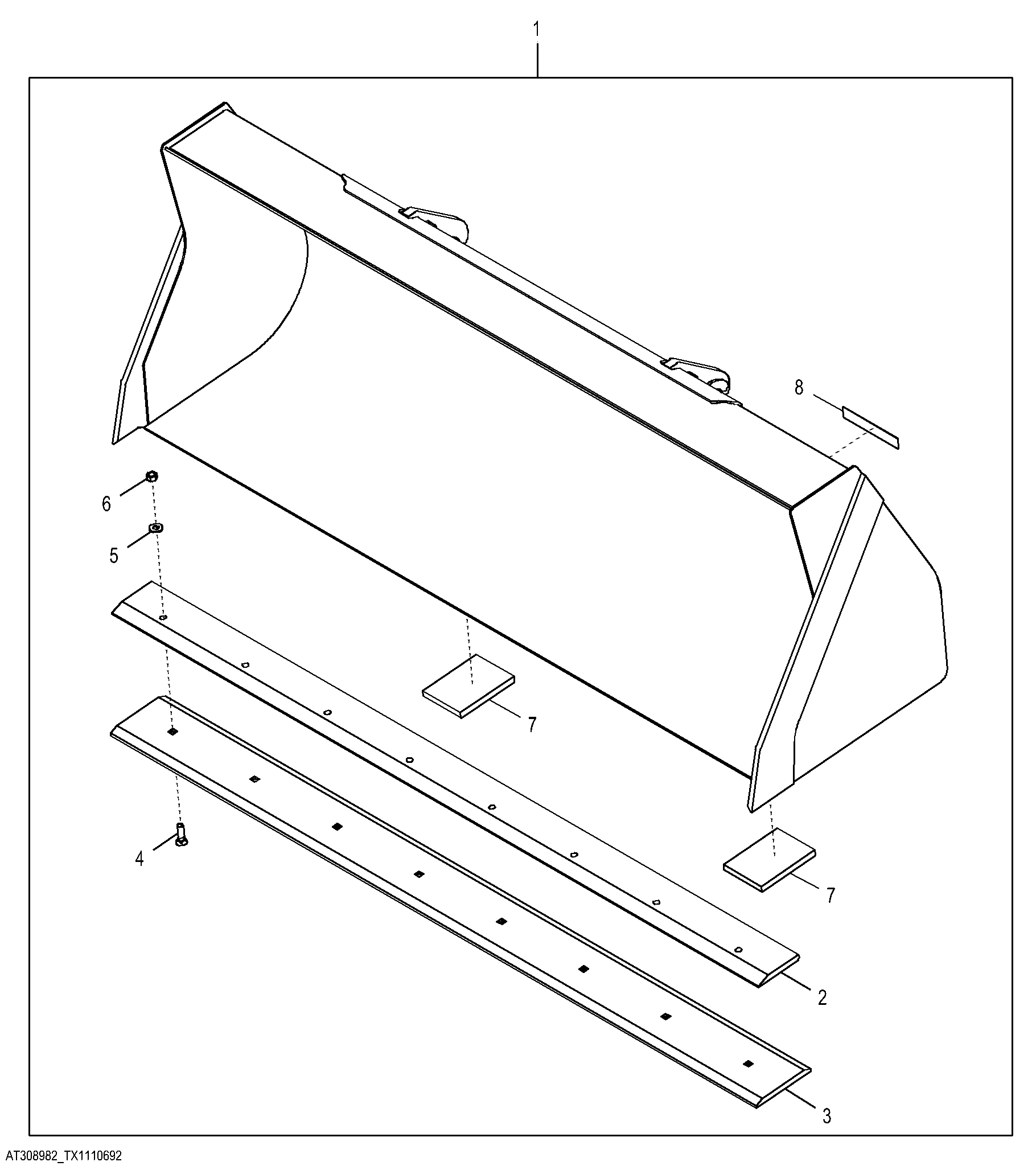 Coupler Bucket with Auxiliary Cutting Edge, 1.15 m³