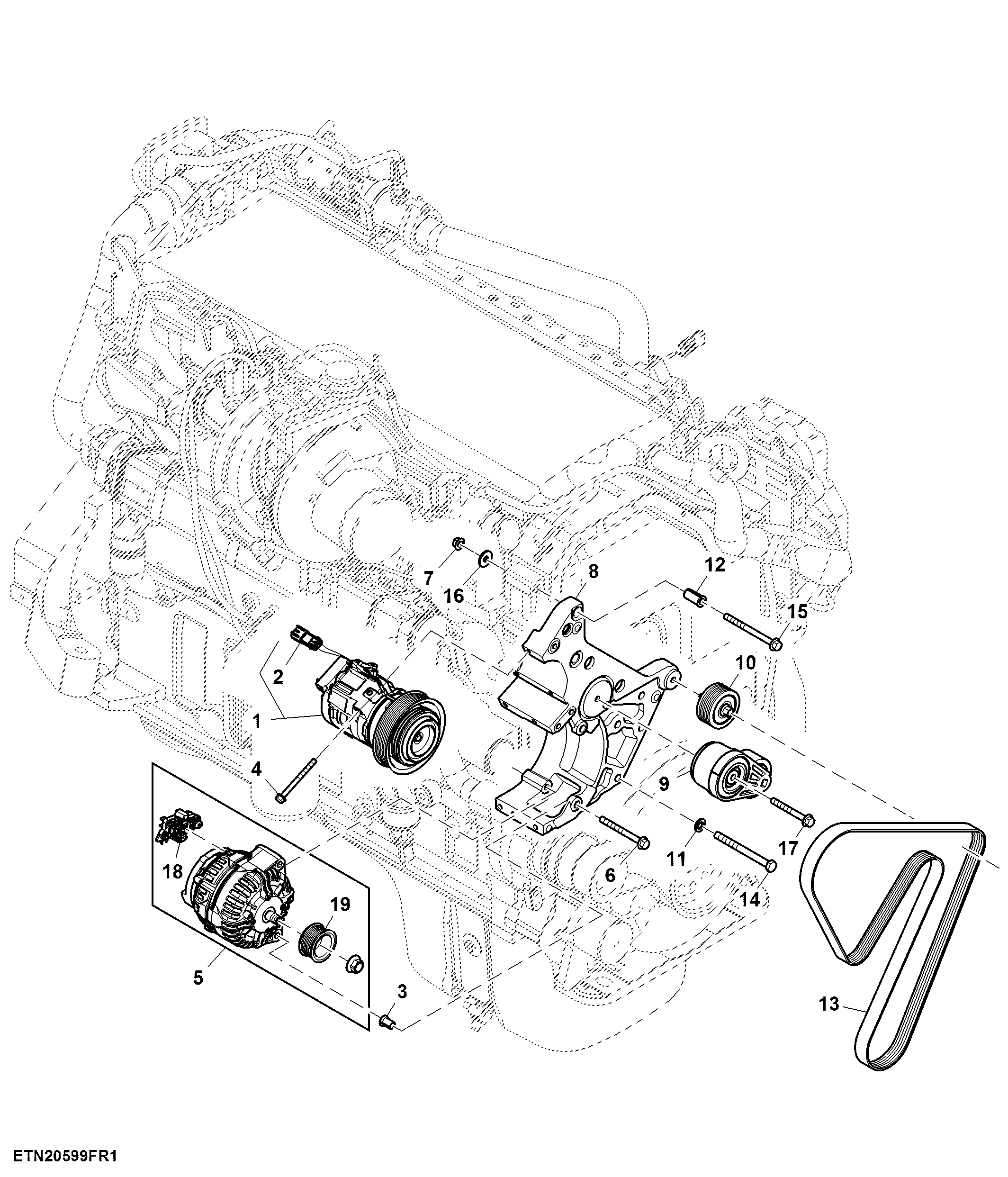 Alternator and Compressor, 240 A, 15.0 L Engine ( - 807114)