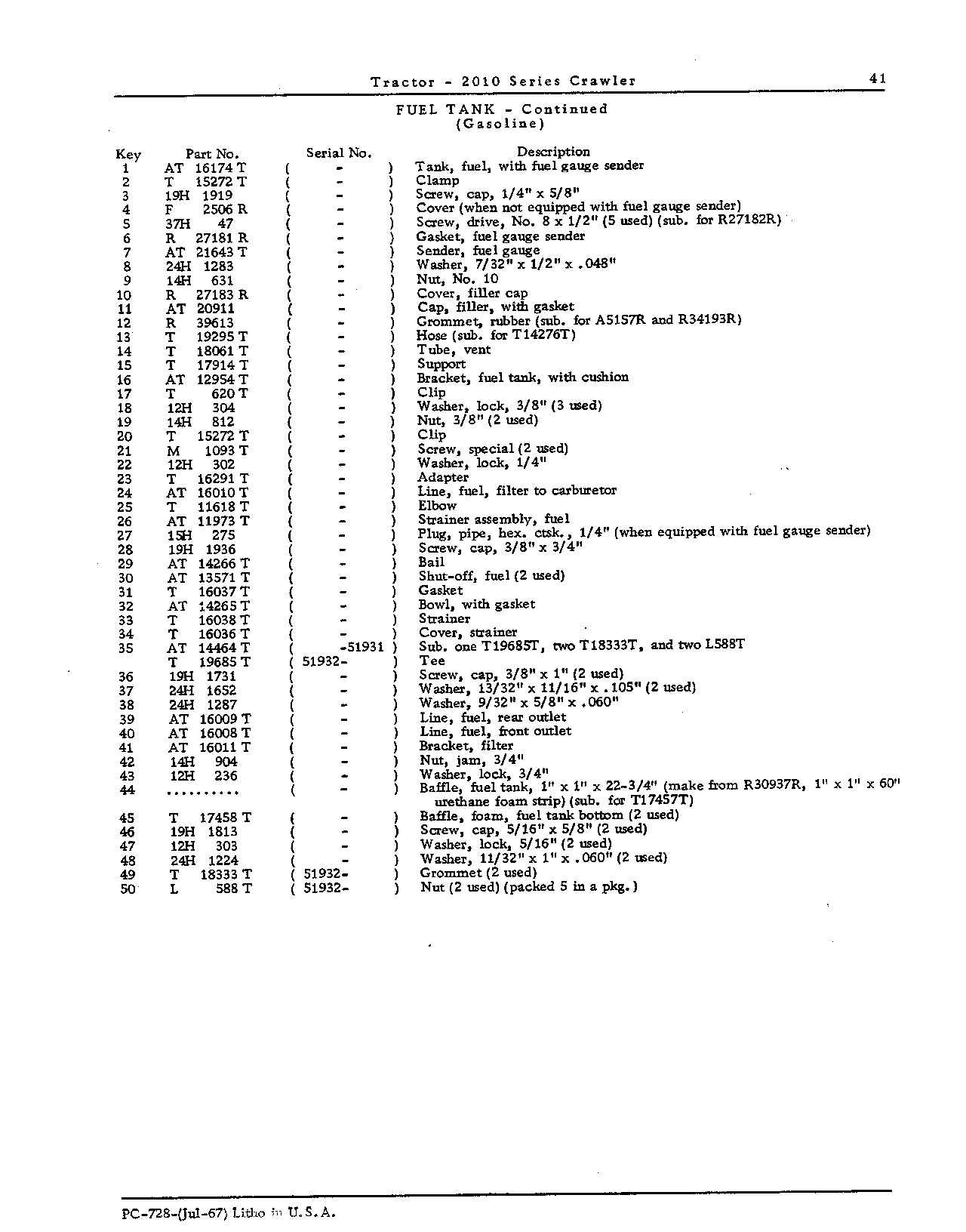 Filter, fuel - gasoline (Continued)