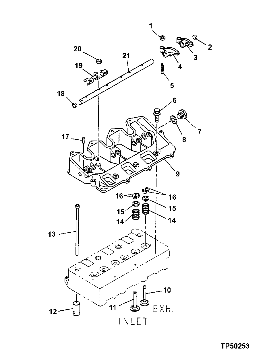 Rocker Arm Shaft, Push Rods and Rocker Arms