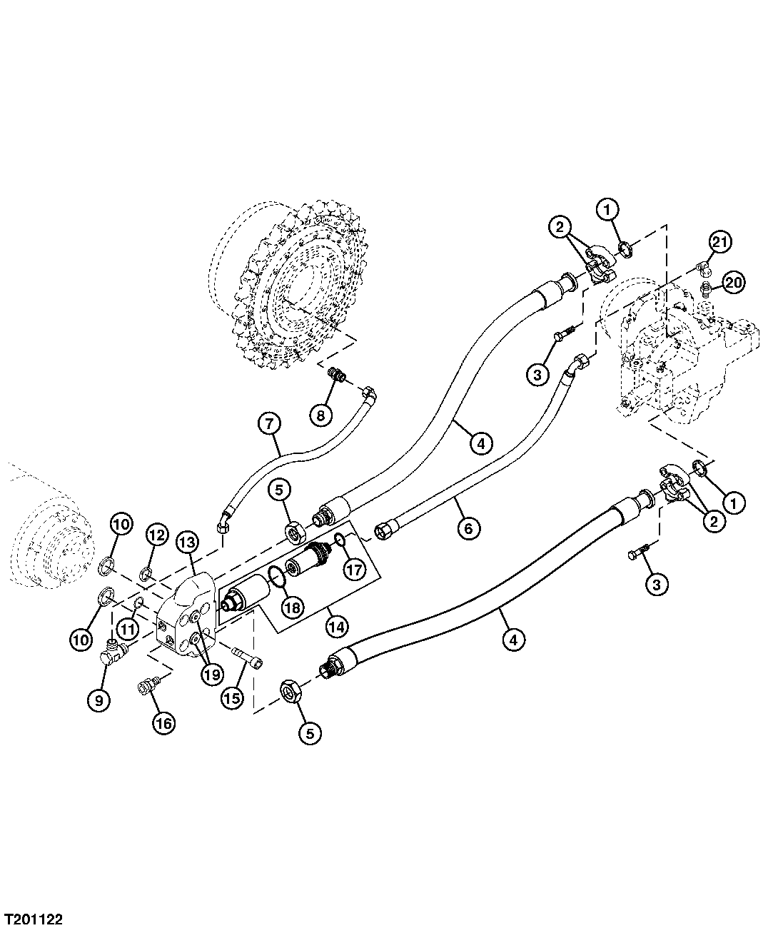 HYDROSTATIC HOSES (PIVOT SHAFT TO HYDROSTATIC MOTOR)