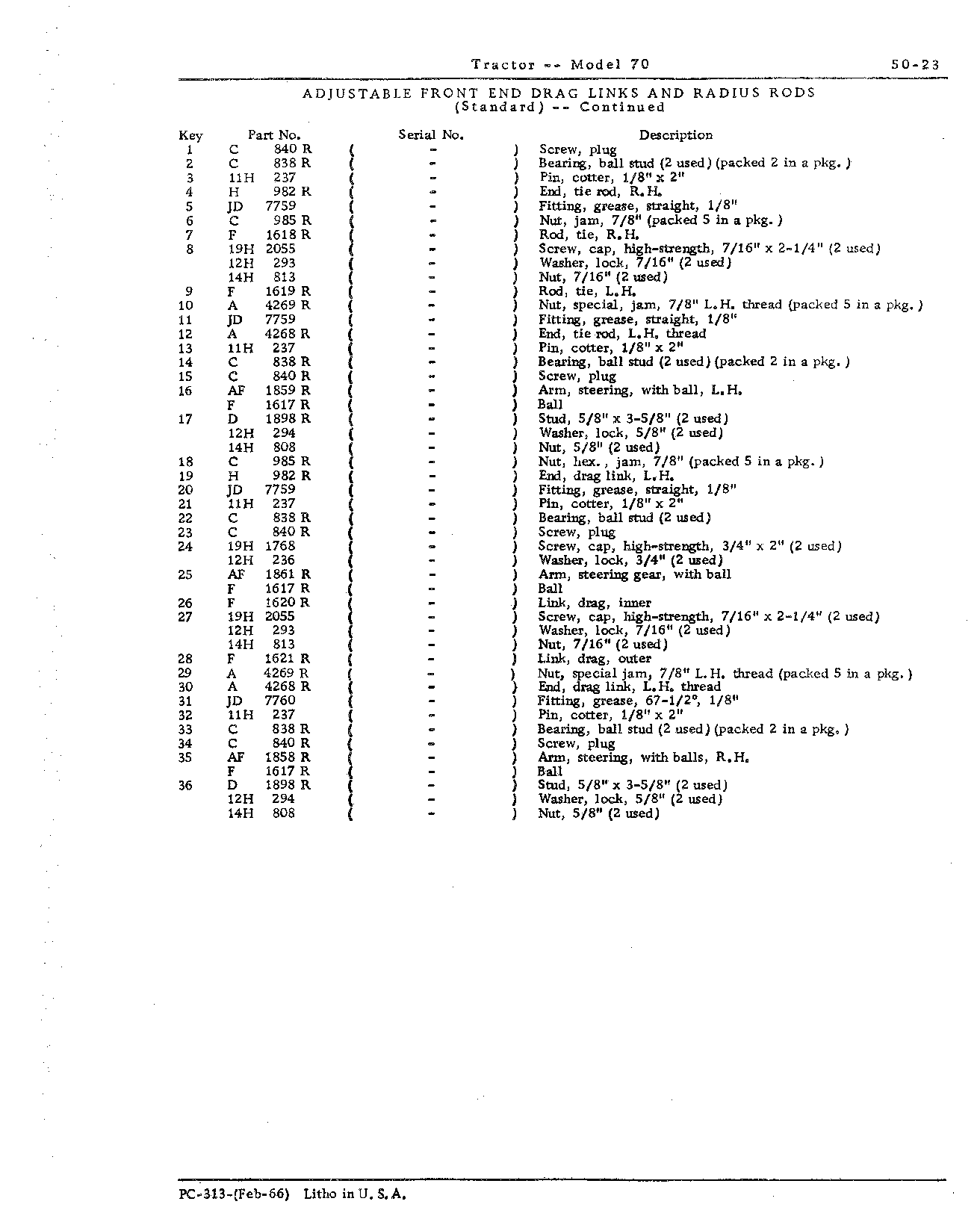 Section 50-Steering Mechanism, Front End Equipment and Rear Wheels (Continued)