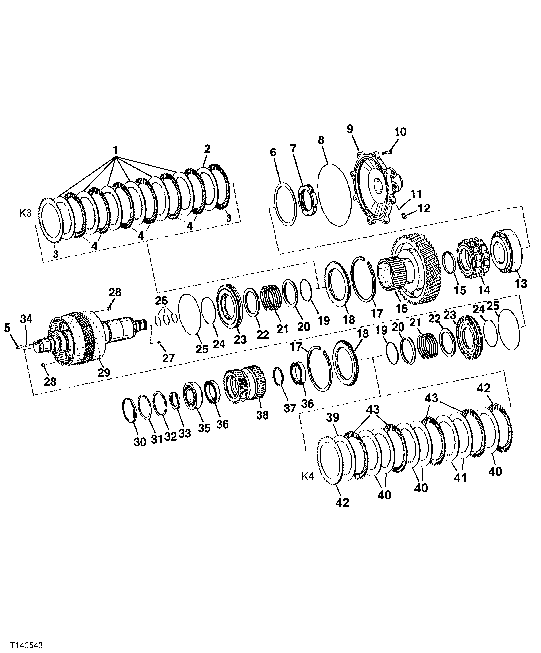 CLUTCH ASSEMBLY (HIGH RANGE FORWARD AND K3) (SN -586279)