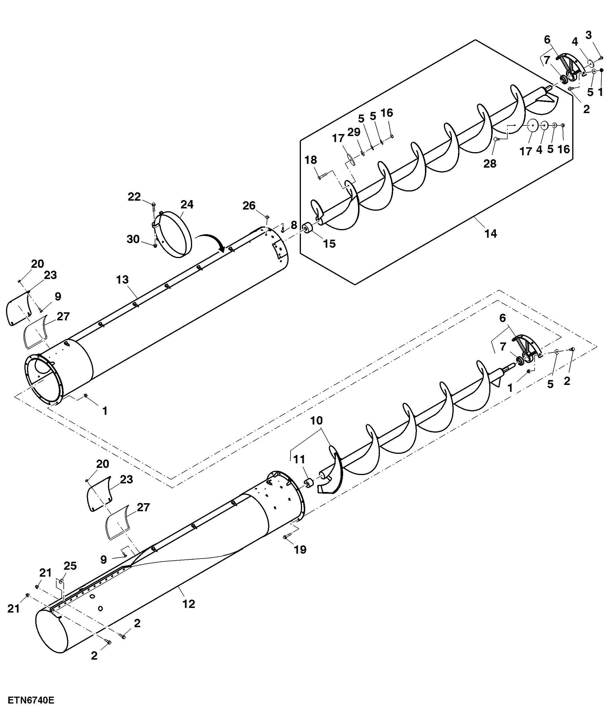 Outer Unloading Auger, High Unloading Rate, 7.9 m (25.9 ft)