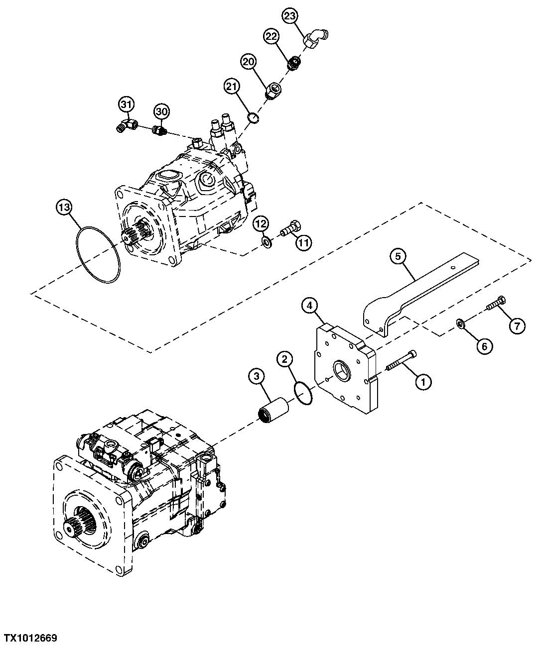 Main Hydraulic Pump Drive Coupler and Mounting Flange