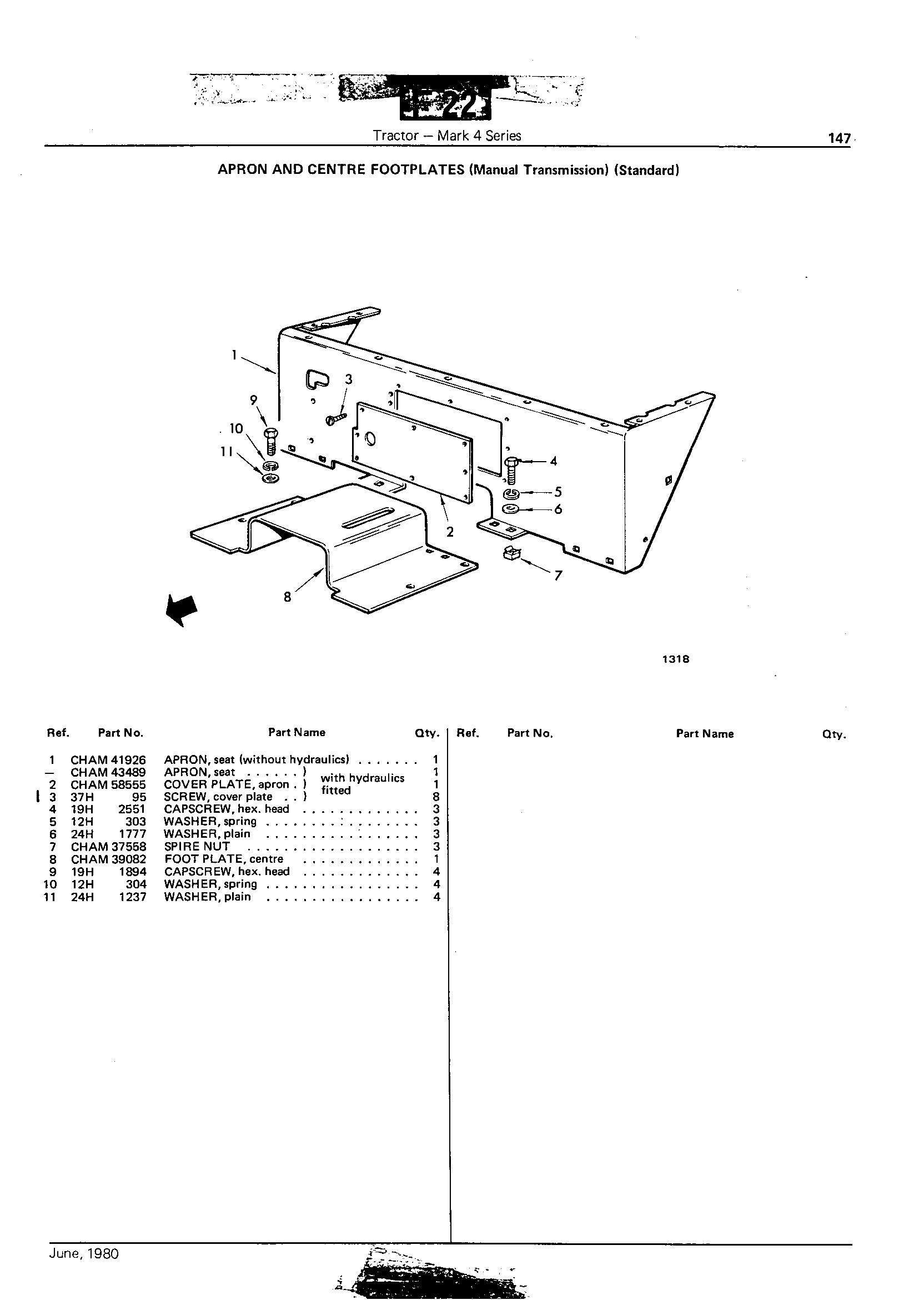 Apron and Centre Footplate (Manual) (Standard)