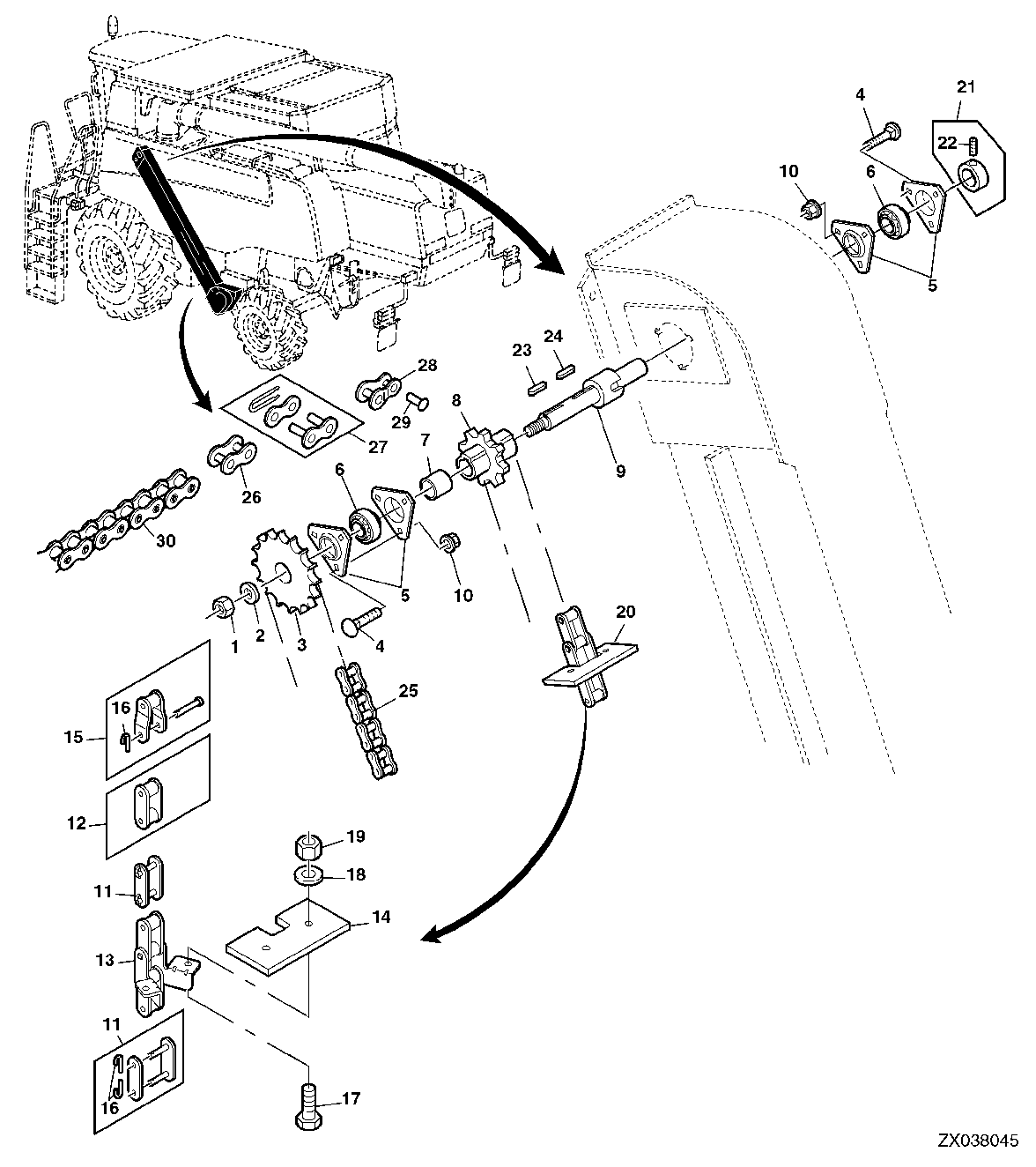 CHAIN, SPROCKETS AND BEARINGS FOR TAILINGS ELEVATOR