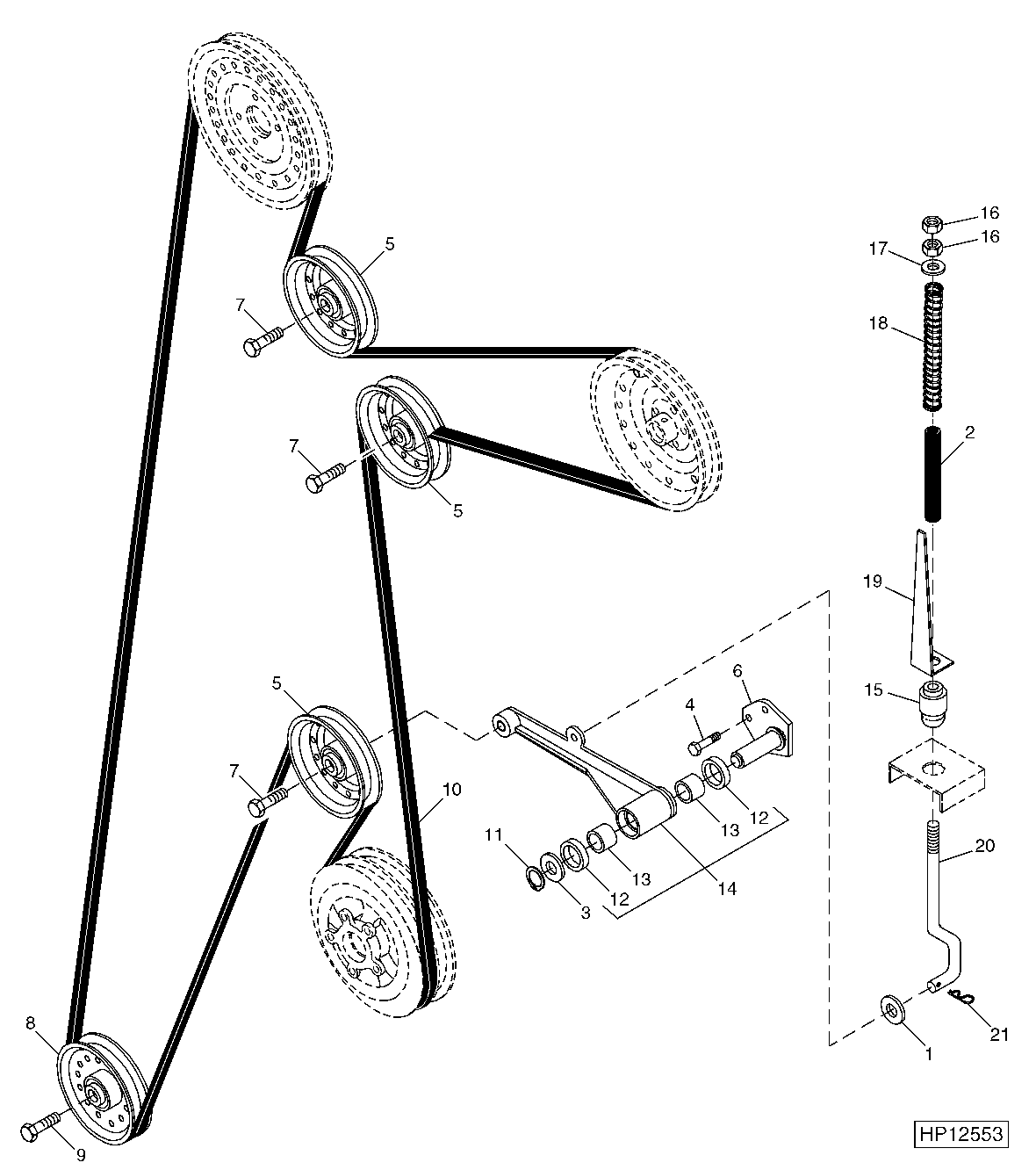 CLEAN GRAIN ELEVATOR DRIVE TIGHTENER AND IDLER