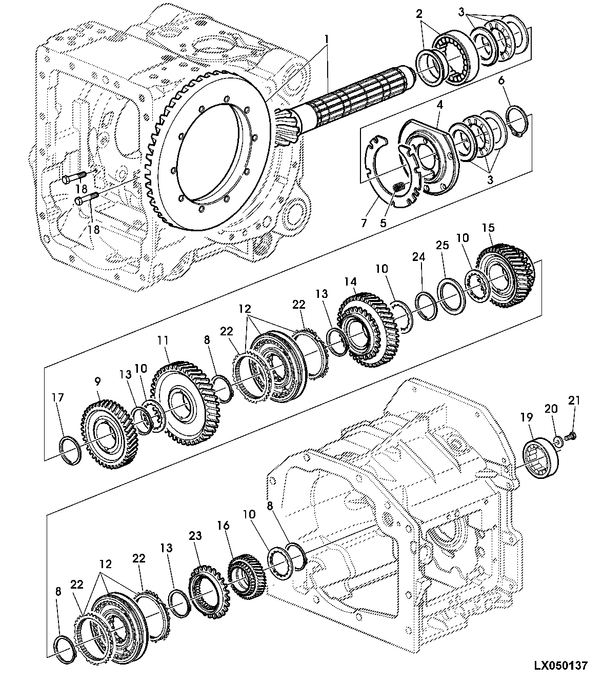 DIFF. DRIVE SHAFT/RING GEAR, 6-RANGE TRANSM. (8/47 GEARING)