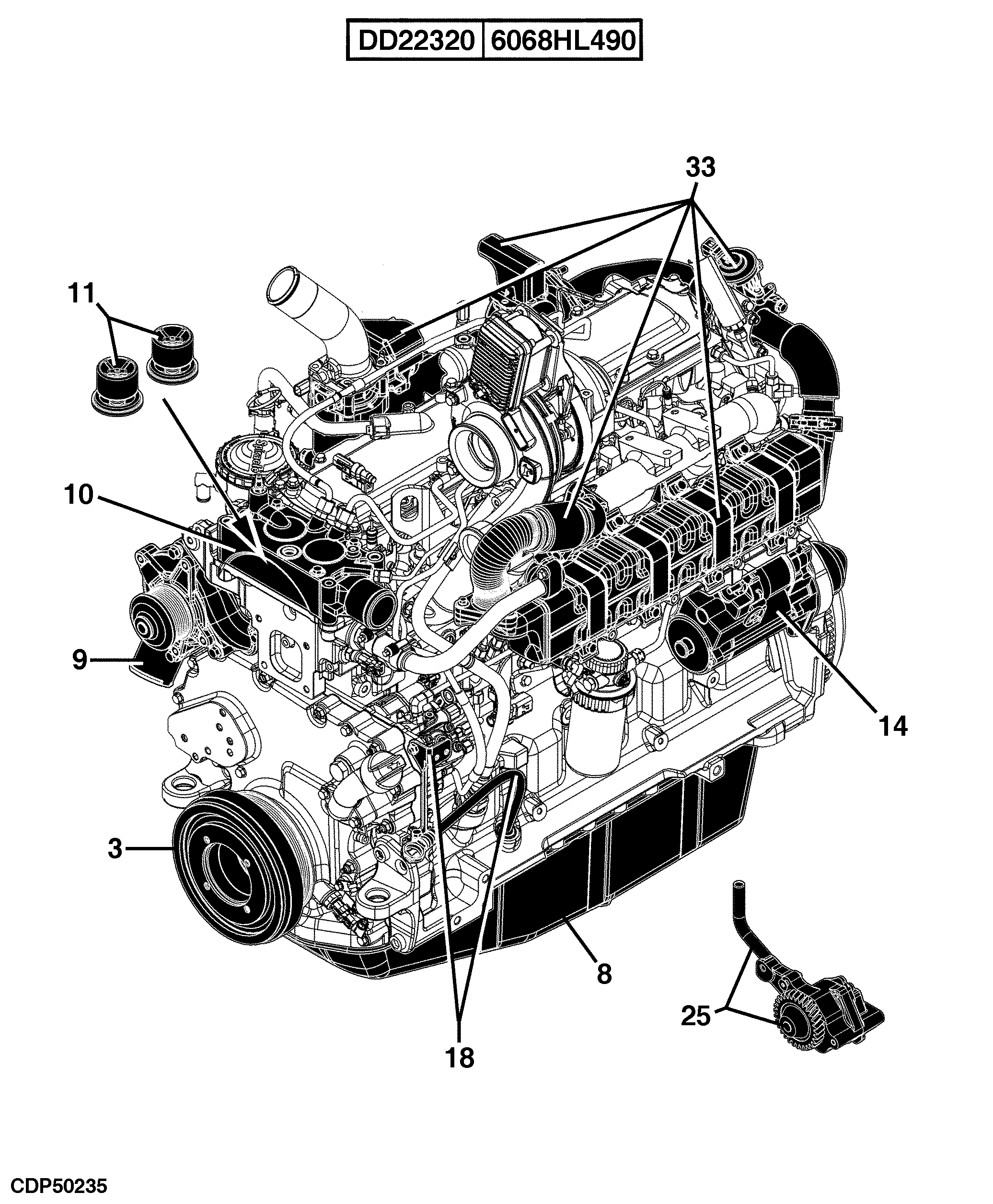 24 Engine 6068HL490-DD22320-DD22366-PE11443-ETN97201-ETN97202-ETN97203-ETN108607-ETN108610-ETN108611-ETN110895-ETN110896-ETN110901-ETN97205-ETN108612-ETN110902
