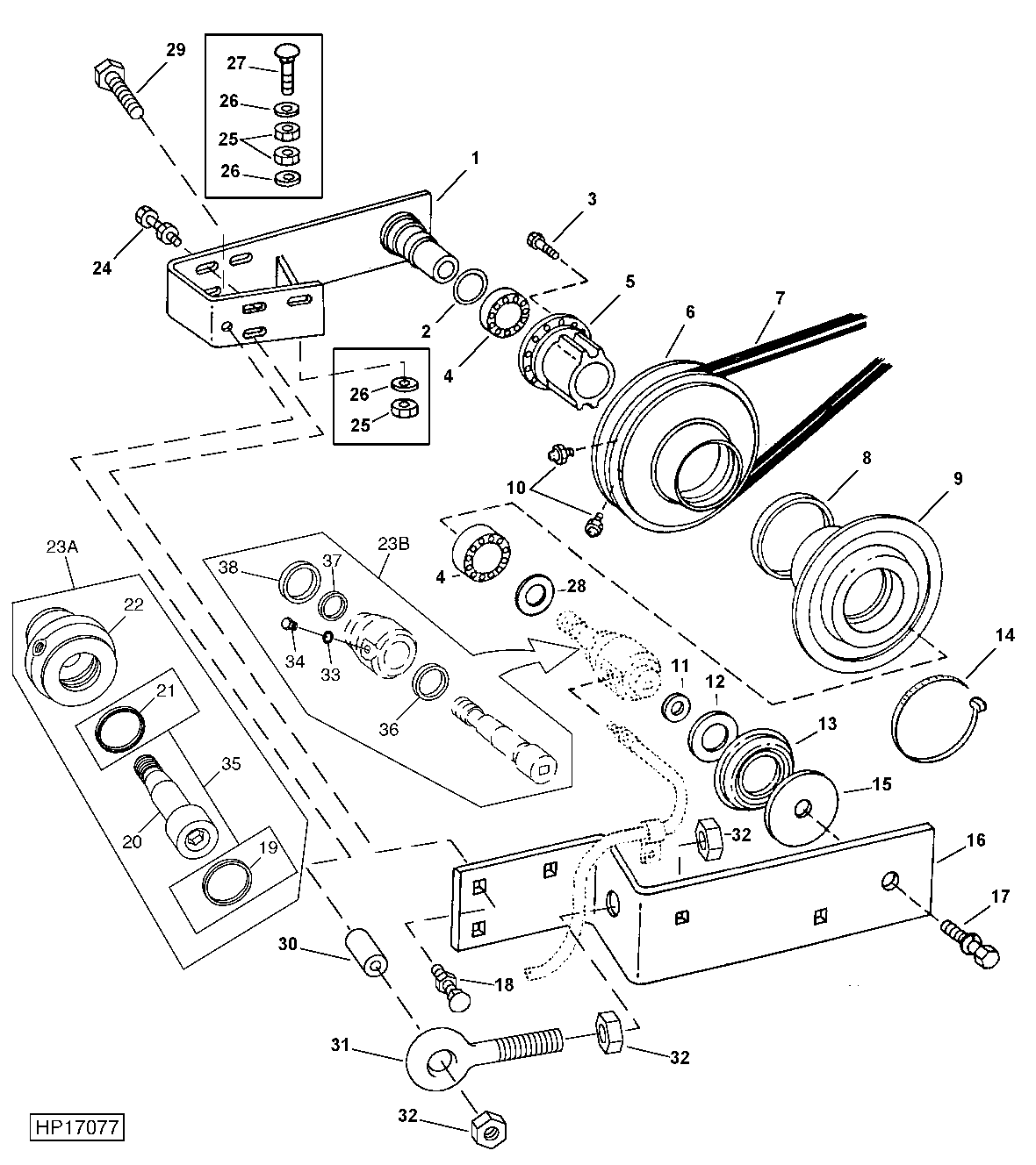 Variable Drive Upper Countershaft, Sheaves and Supports