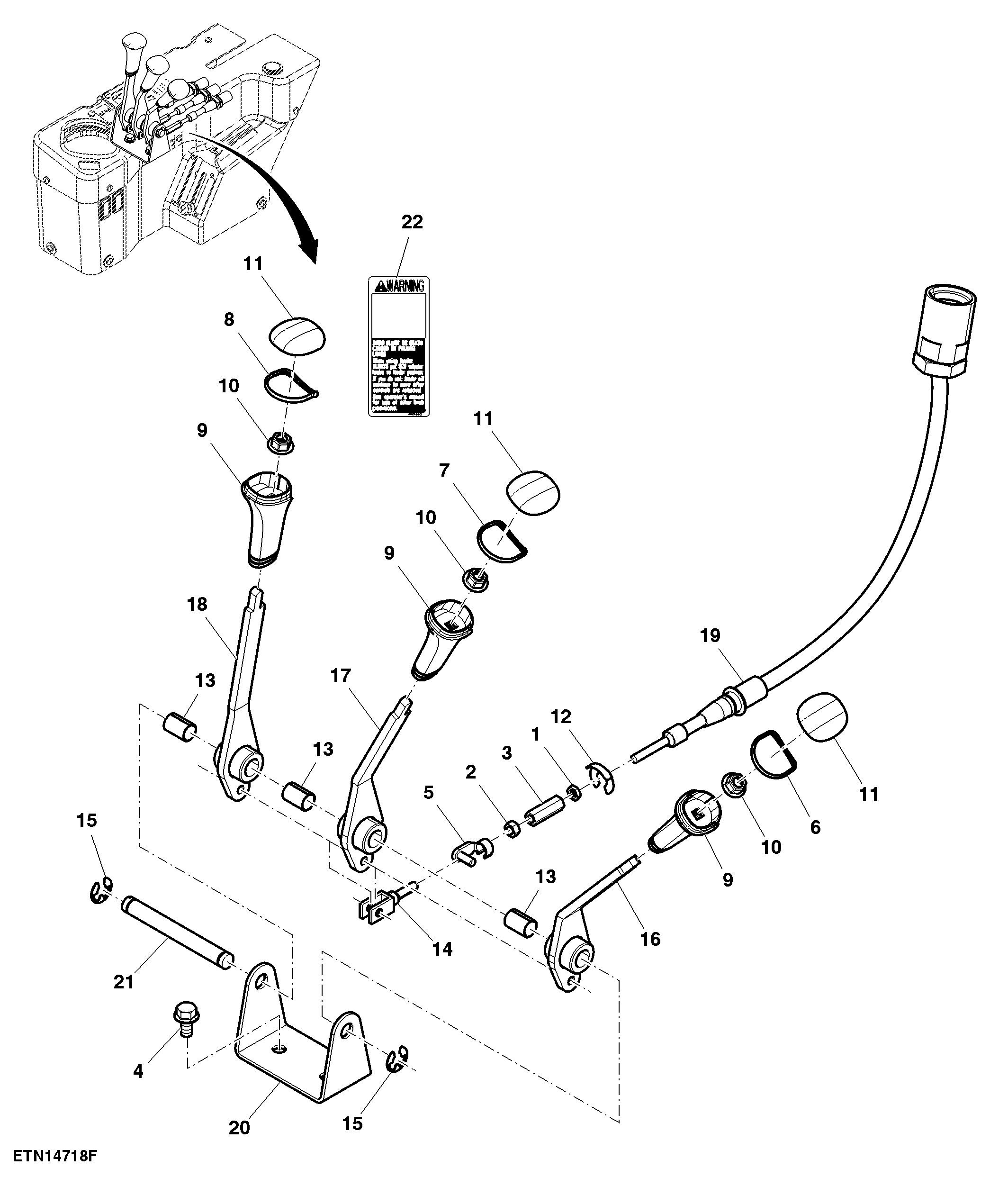 Rear SCV Control Levers, Triple SCV, Open Operator Station
