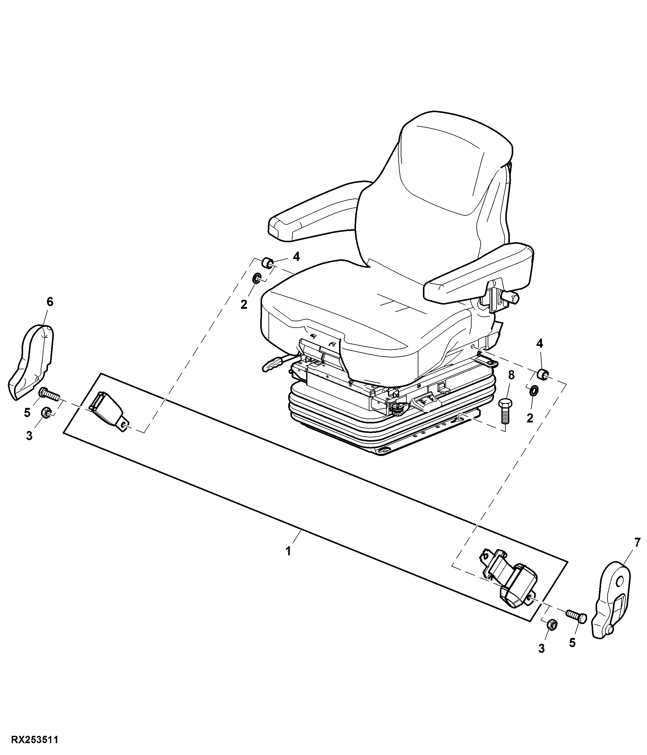 Seat, Air Suspended, W/O CommandARM™,W/ Dynamic Dampening System, MSG95AL/741