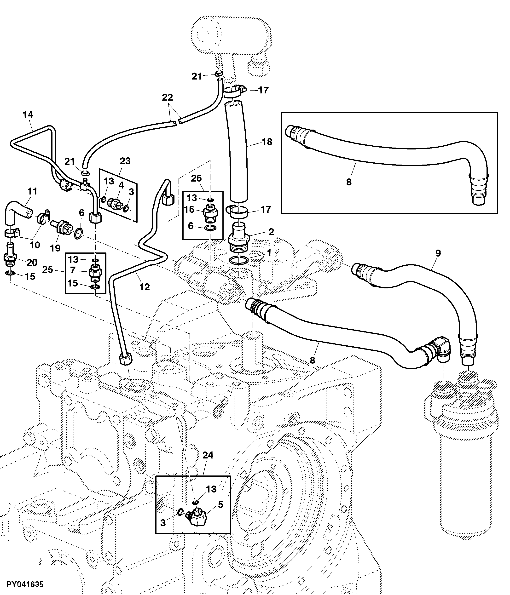CHARGE PUMP, CONNECTING PARTS (HYDRAULIC PUMP 45CM3)