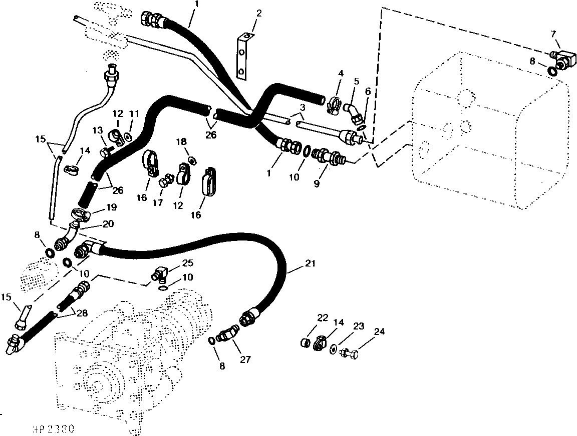 HYDROSTATIC DRIVE LOWER OIL LINES AND HOSES (610401 - )