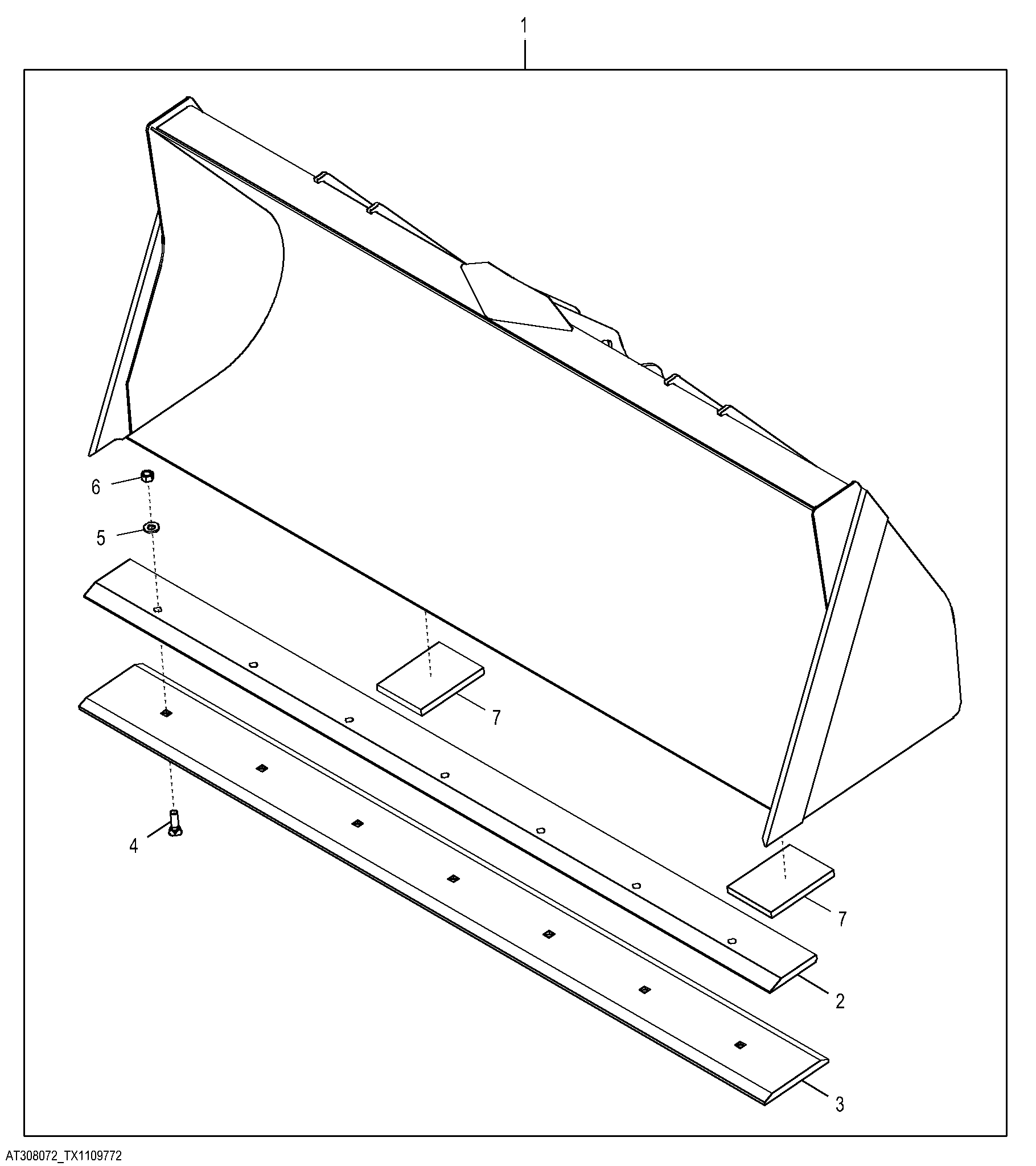 Loader Bucket with Auxiliary Cutting Edge, 0.86 m³ (1.125 yd³)
