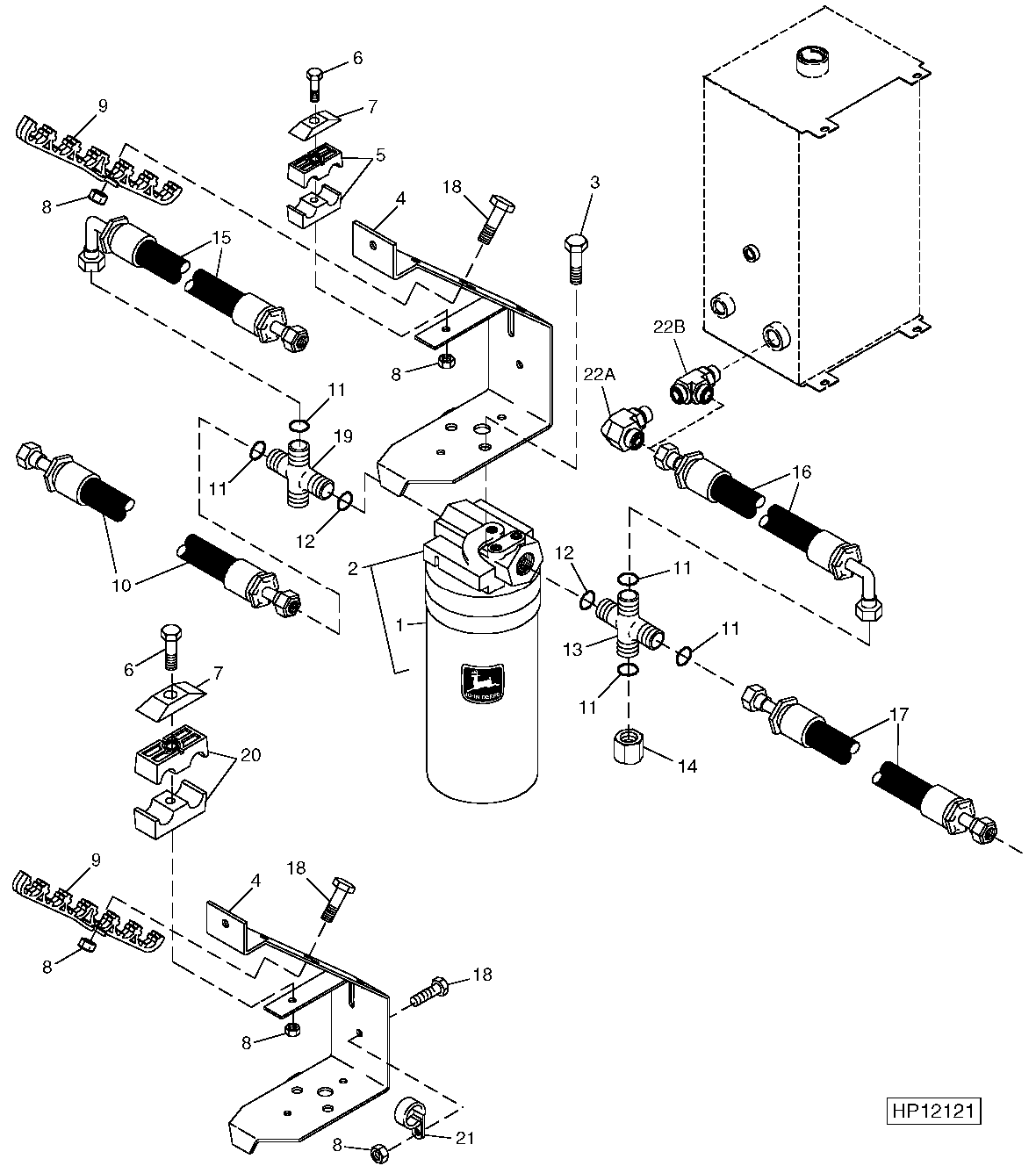 MAIN HYDRAULIC FILTER ASSEMBLY AND HOSES, BUNDLE SUPPORTS