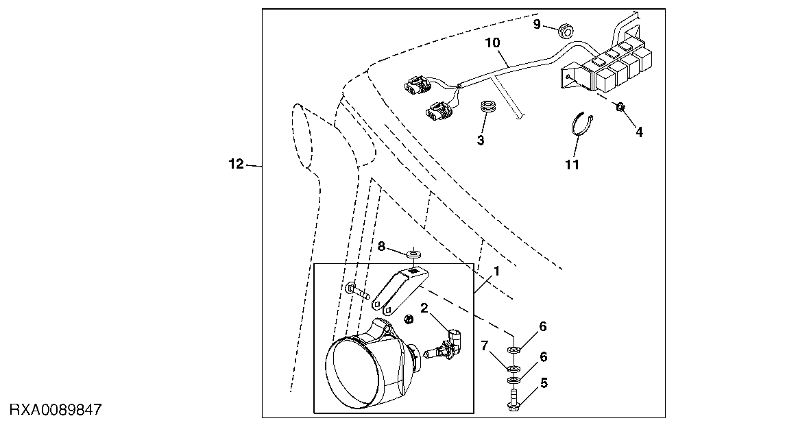 Front Cab Roof Work Lamp (Inner) (Field Installation Kit)