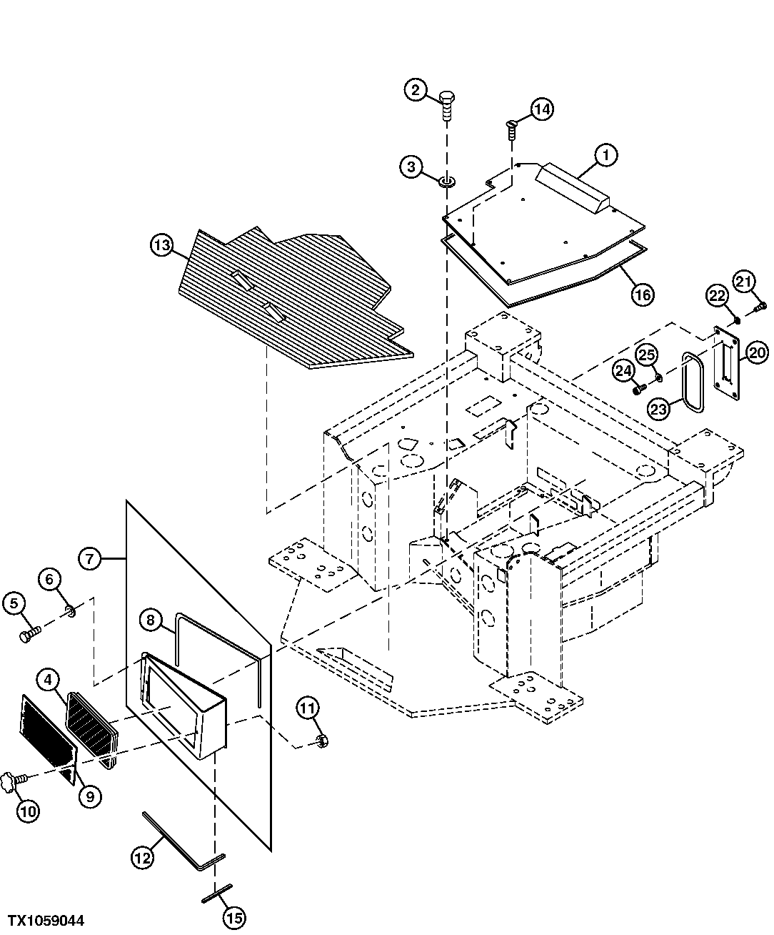 CAB PLATFORM FLOOR PLATE, MATS AND AIR FILTER (S.N. 007909-)