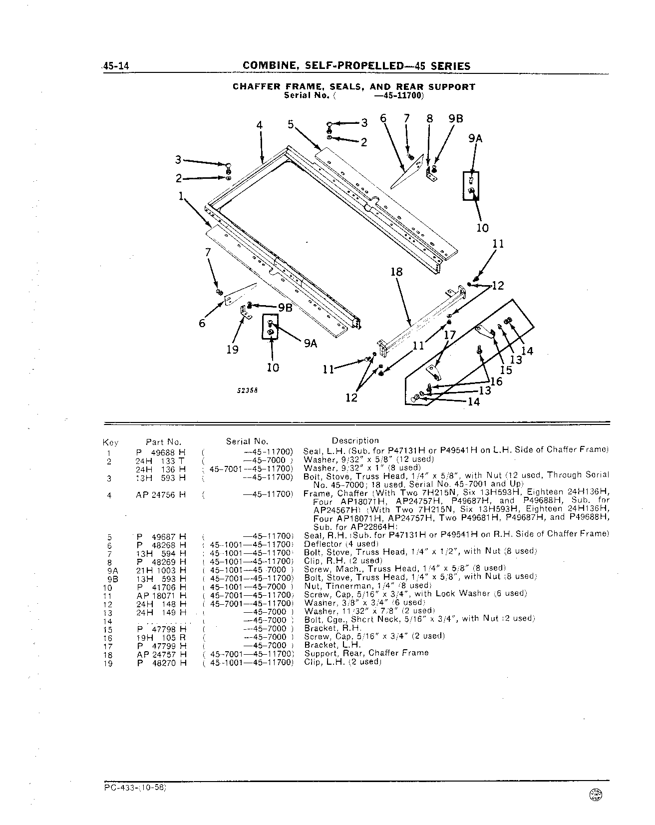 Chaffer Frame, Seals and Rear Support
