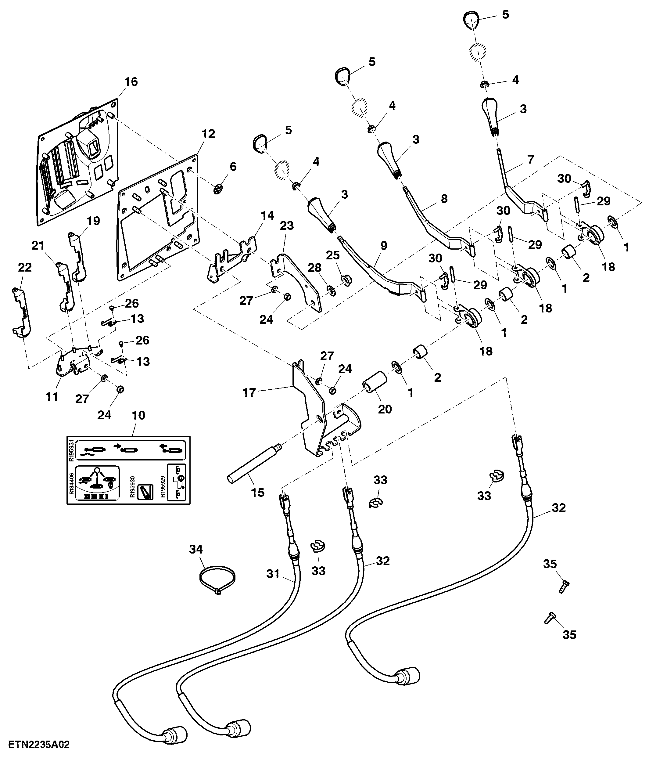 Selective Control Levers and Linkage, 3 SCV