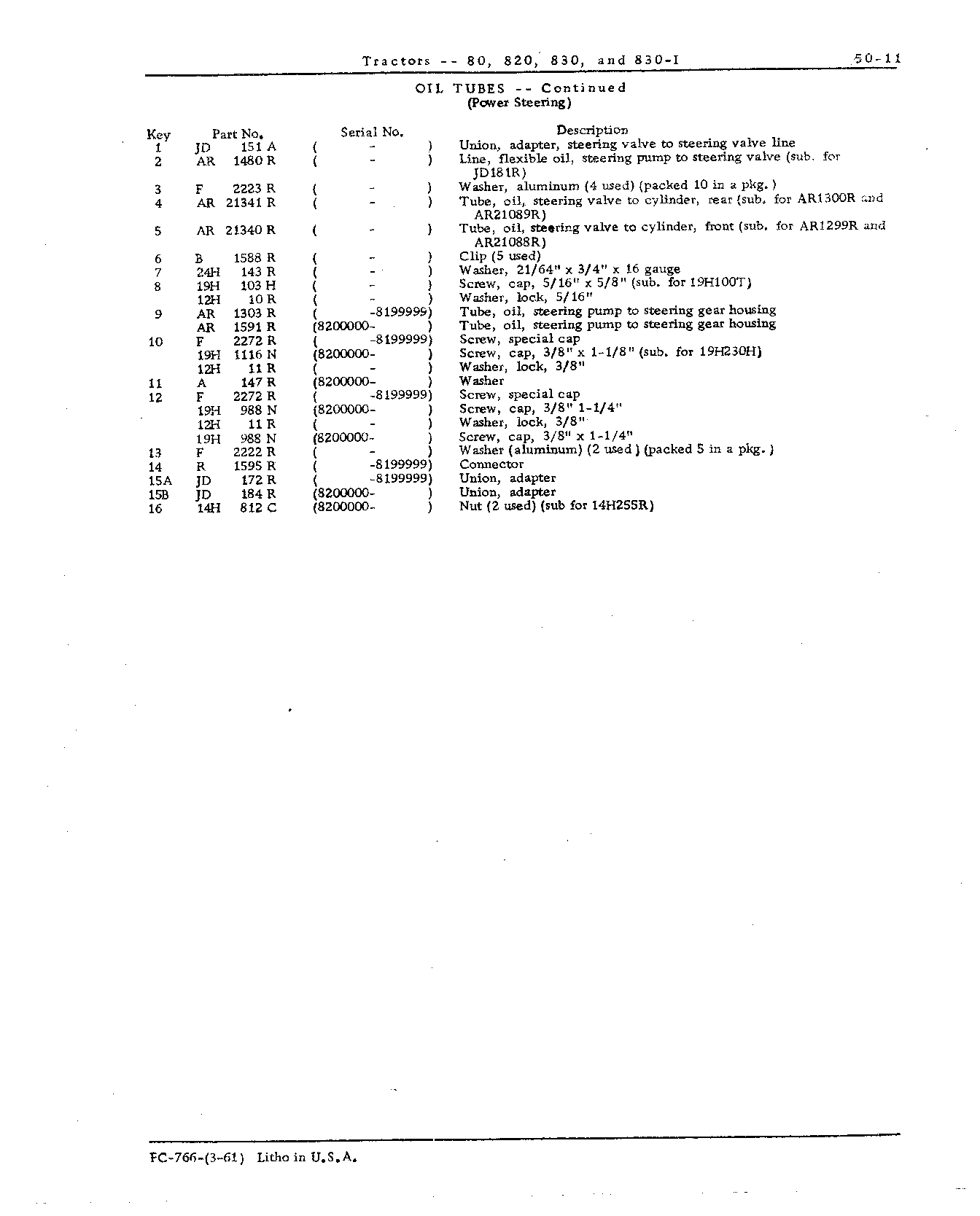 Oil tubes, power steering (Continued)