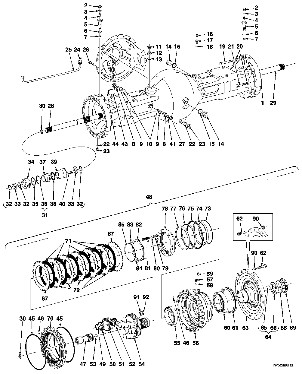 REAR AXLE (ZF)(660D, 001259- ) (848G, 001029- )