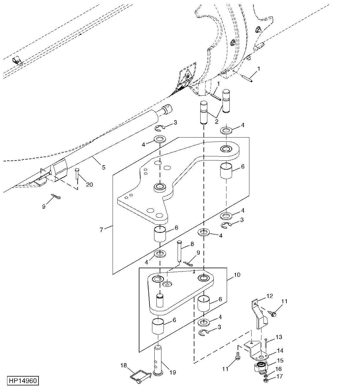 FOLDING HORIZONTAL UNLOADING AUGER LOCKING MECHANISM AND ACTUATOR