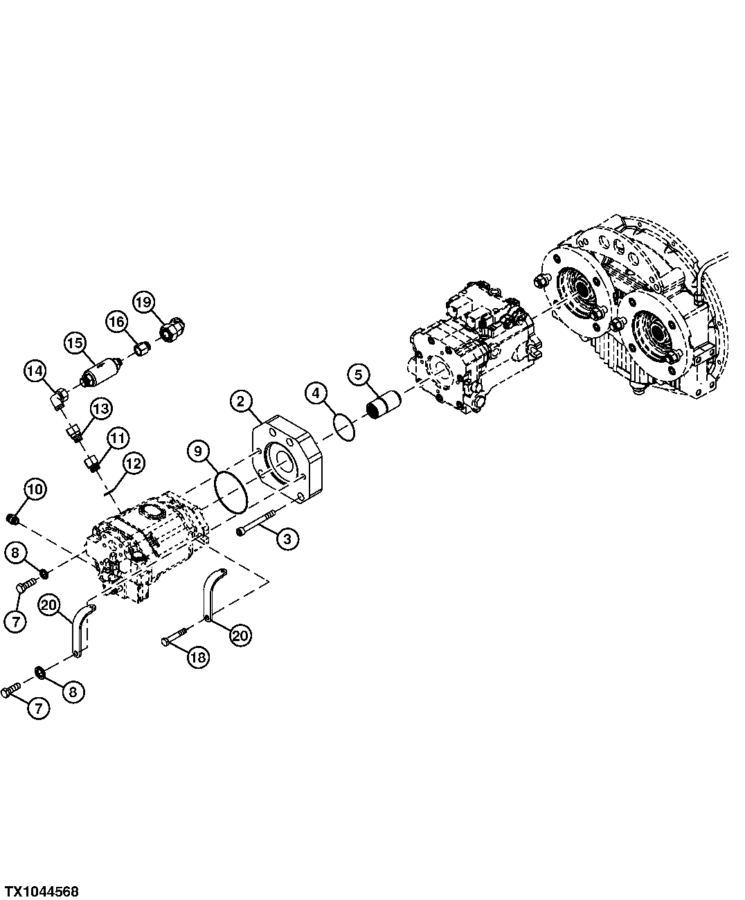 Main Hydraulic Pump Drive Coupler and Mounting Flange