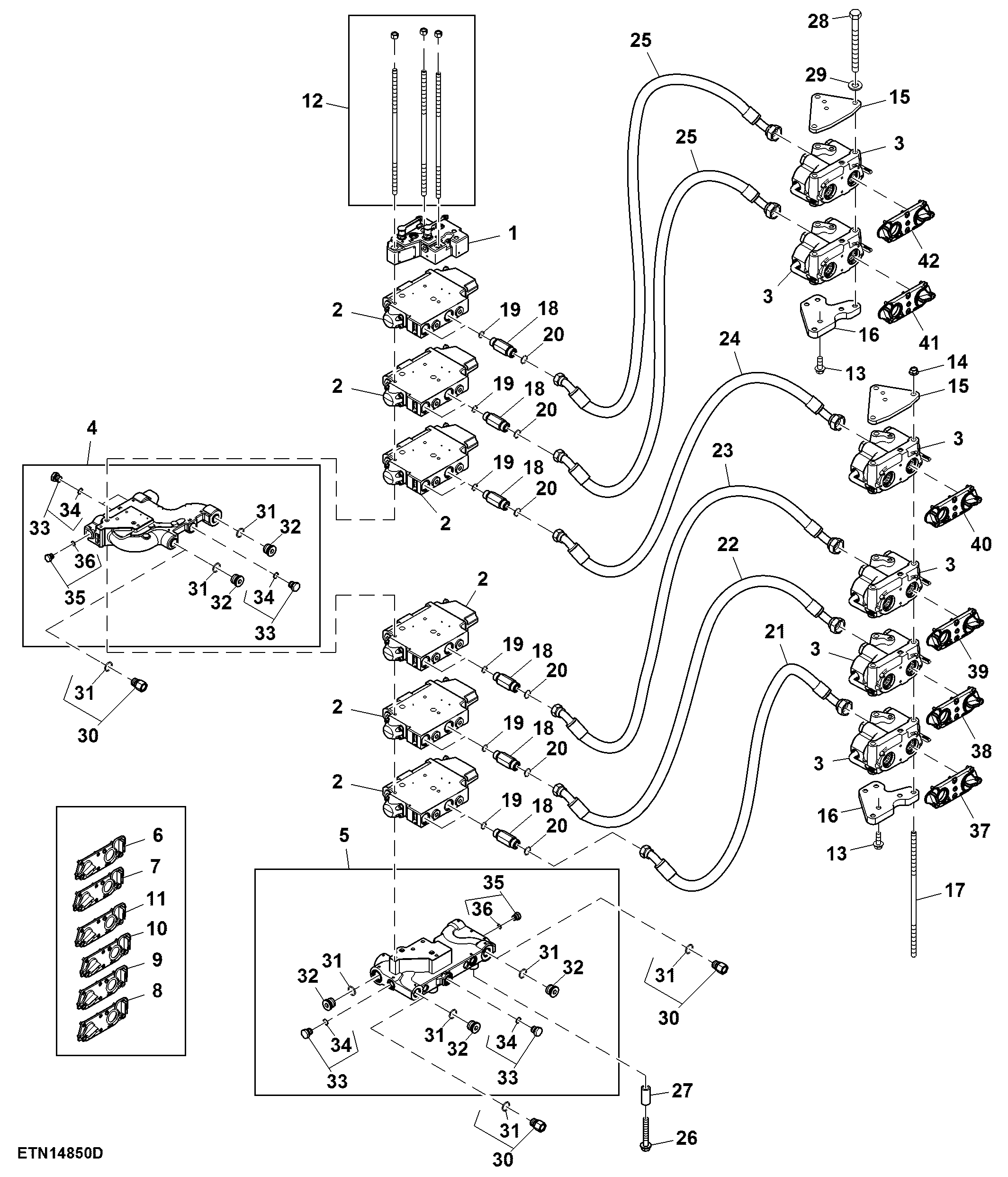 Selective Control Valve and Lines, 6 SCV, High Flow (For Scraper)