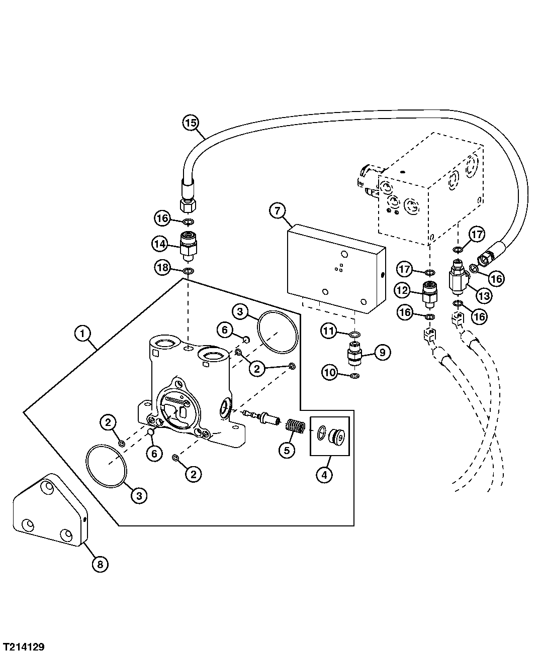 Right Main Hydraulic Control Valve Inlet and Outlet Sections