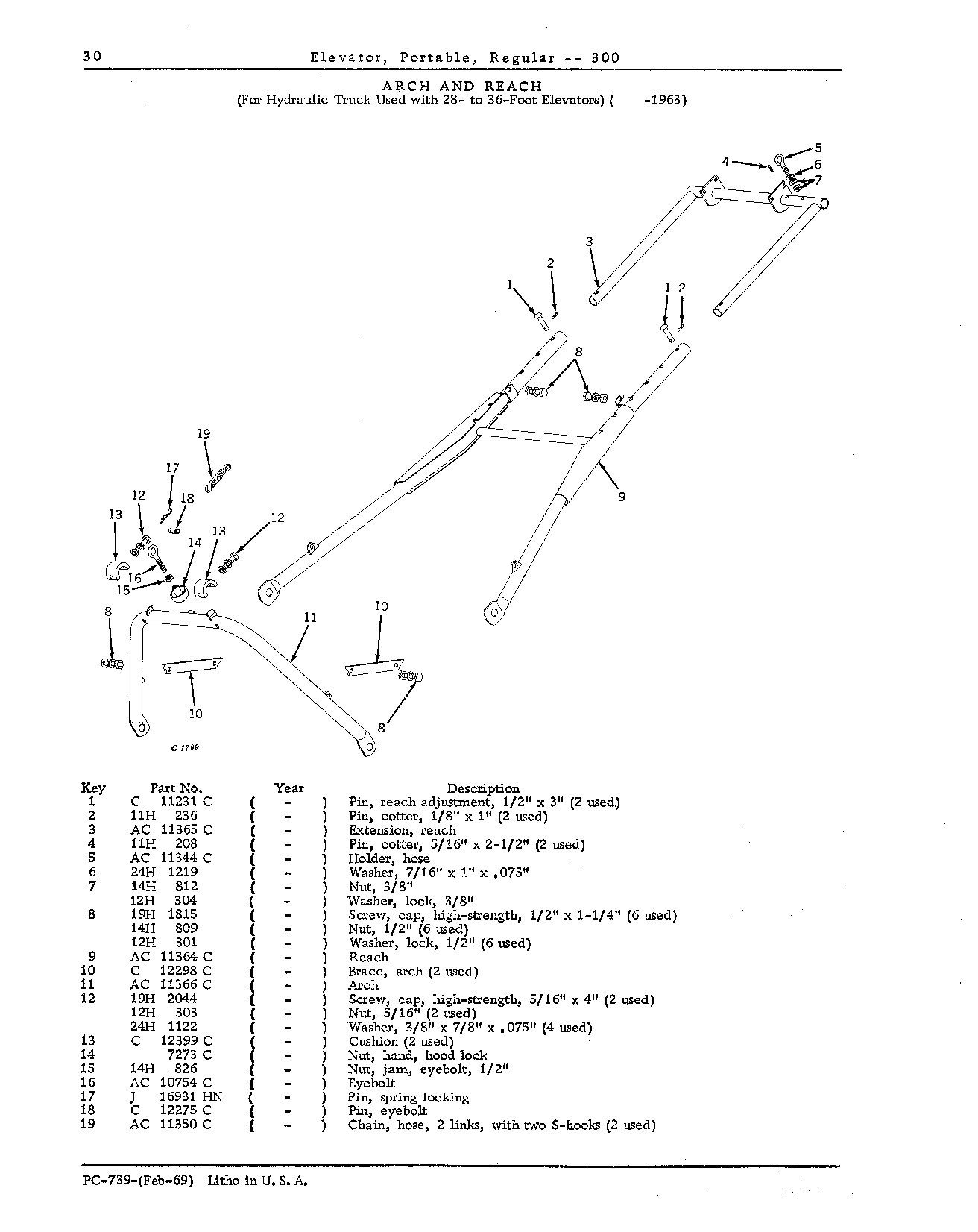 ARCH (For Hydraulic Truck used with 28-to 36-Foot Elevators)( -1963)