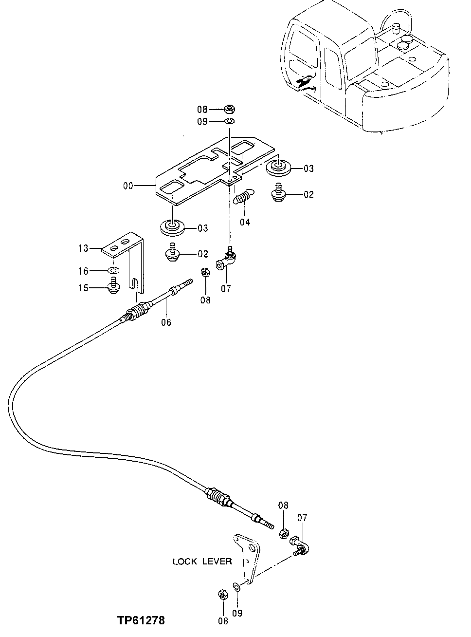 PILOT SHUT-OFF LEVER TO PROPEL CONTROLLER CABLE (PROPEL LOCK)