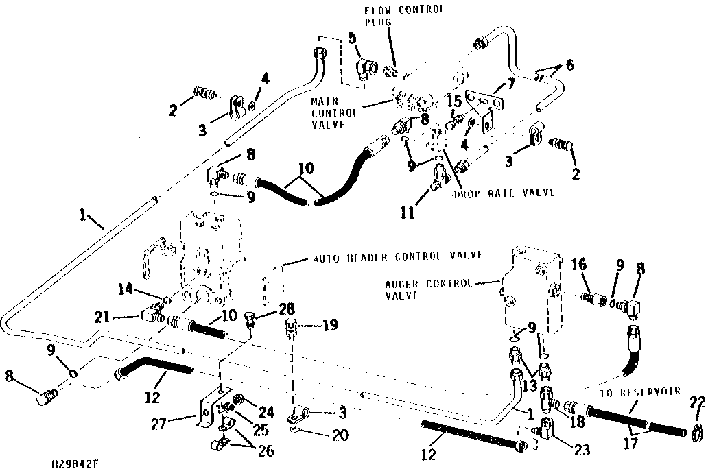 HYDRAULIC LINES AND HOSES (AUTOMATIC HEADER HEIGHT CONTROL AND AUGER SWING LATCH)