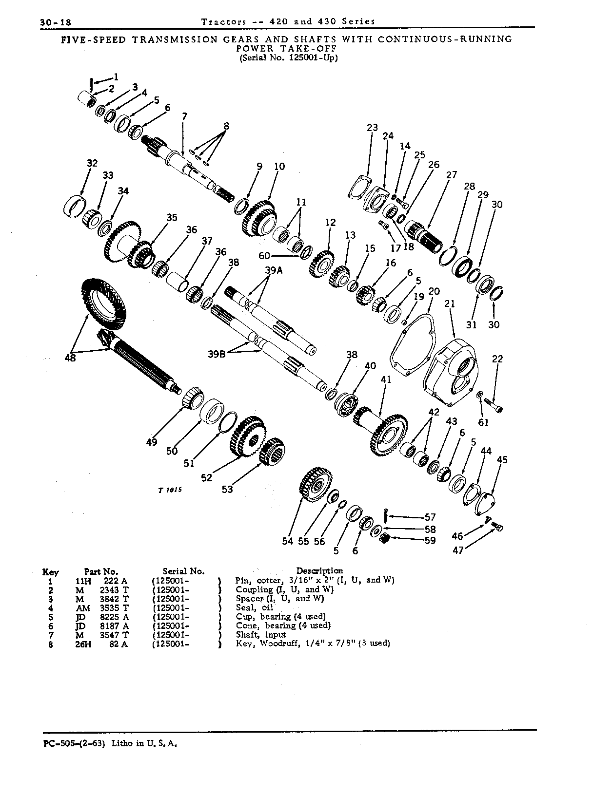 Powershaft, five-speed with continuous-running PTO (125001 - up)