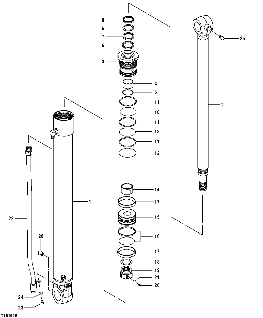 BOOM OFFSET CYLINDER COMPONENTS AND OIL LINES