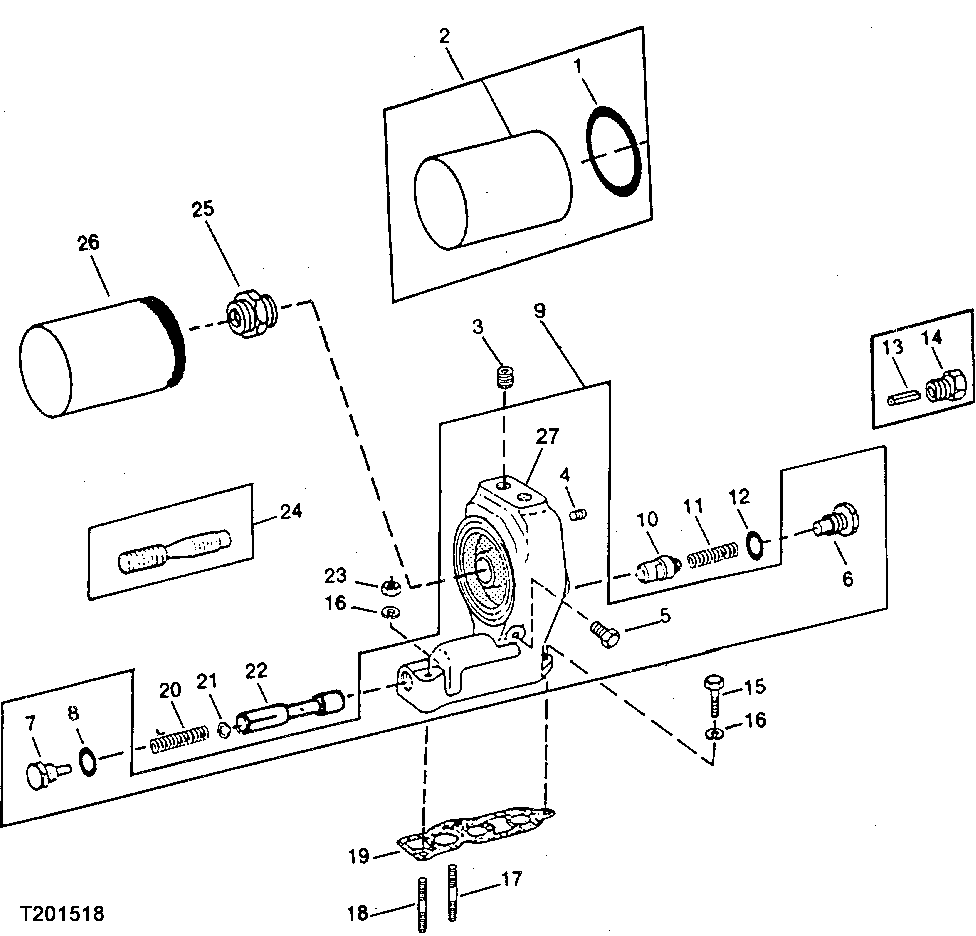 ENGINE OIL FILTER AND OIL PRESSURE REGULATING HOUSING