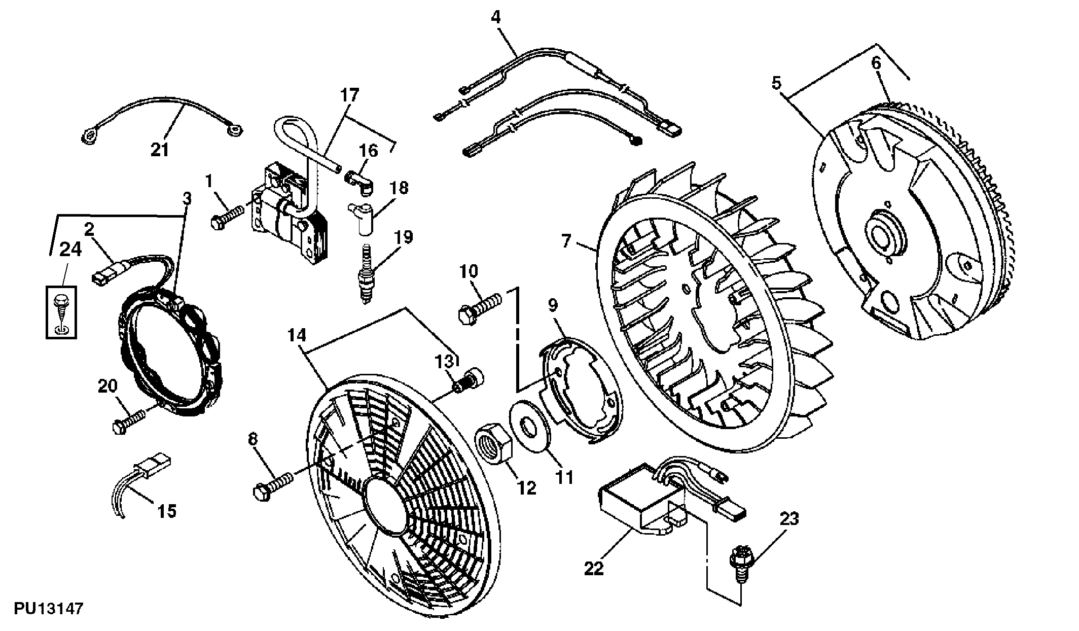 Flywheel, Screen and Engine Electrical Parts