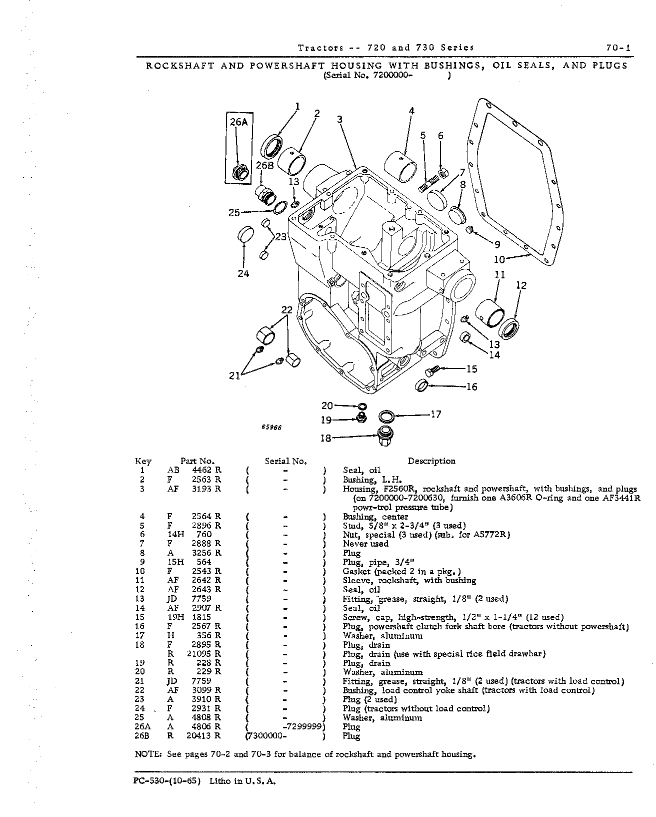 Housing, rockshaft and powershaft