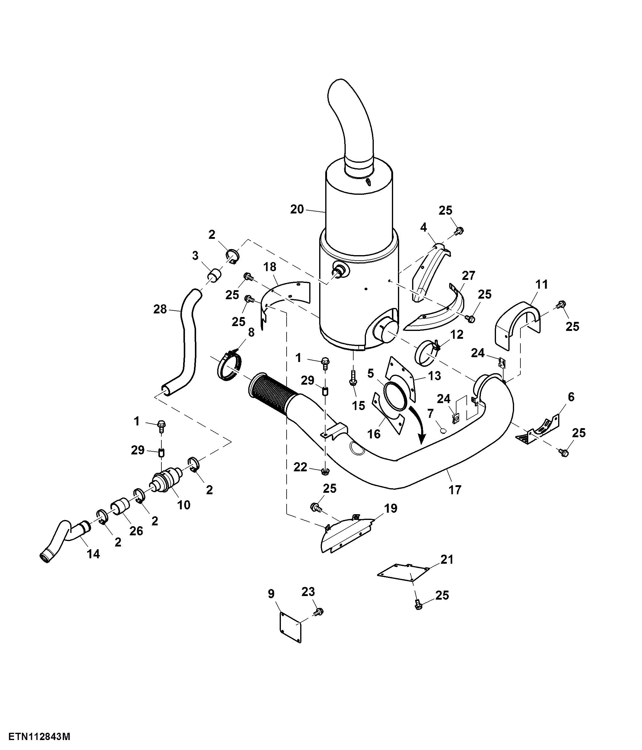 Exhaust Pipe, 13.5 L, T2 Engine ( - 807803)